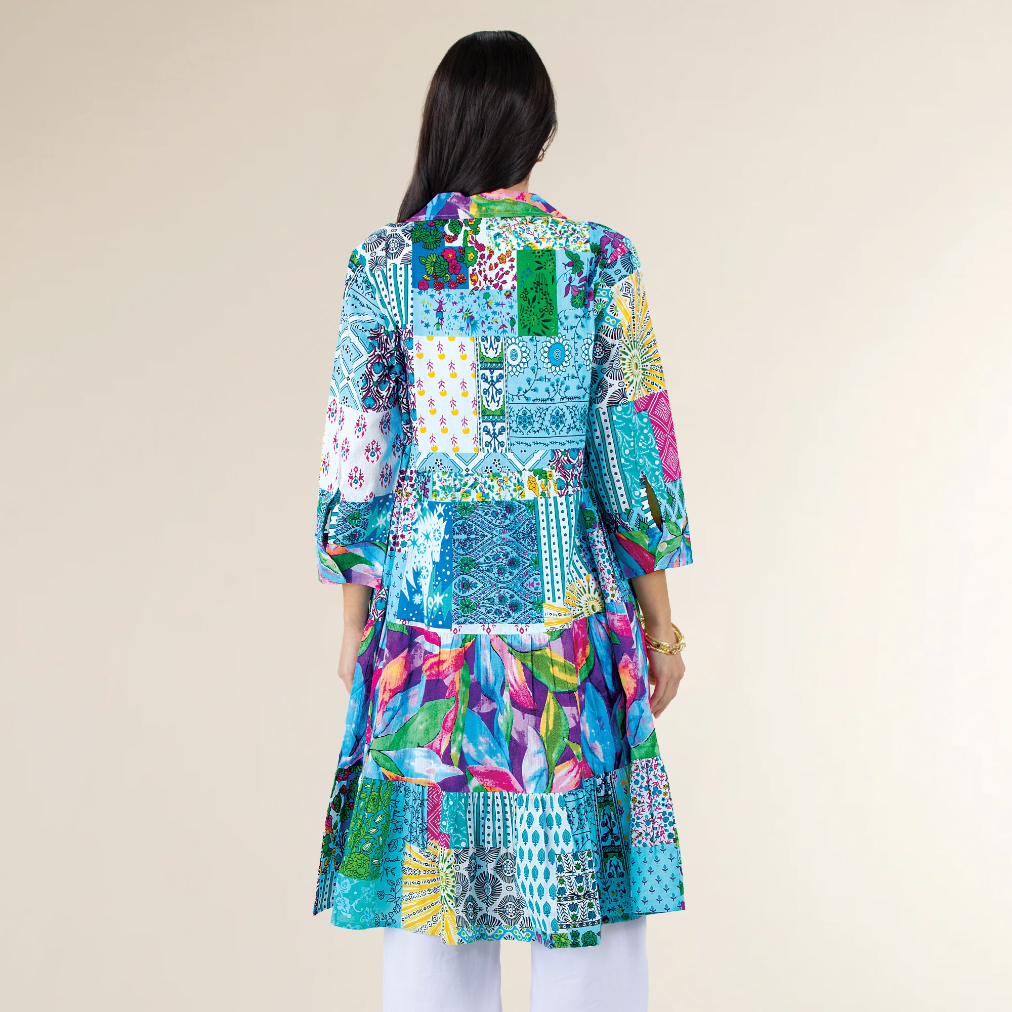 Piece Full Patchwork Embroidered Dress Duster