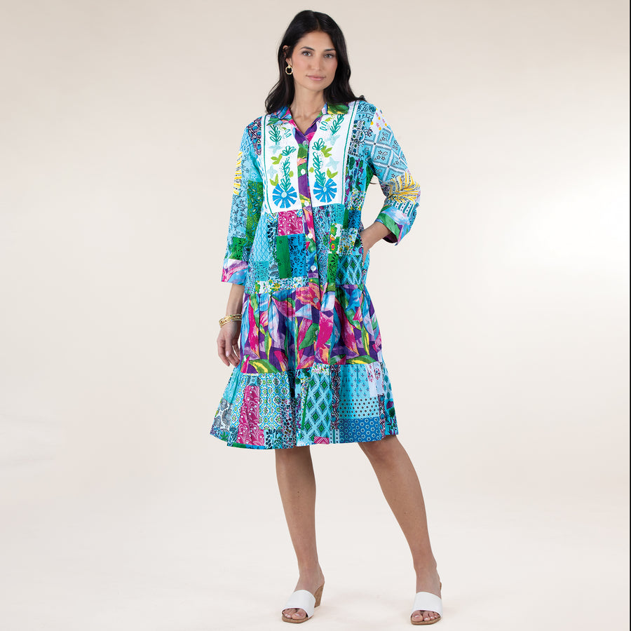 Piece Full Patchwork Embroidered Dress Duster
