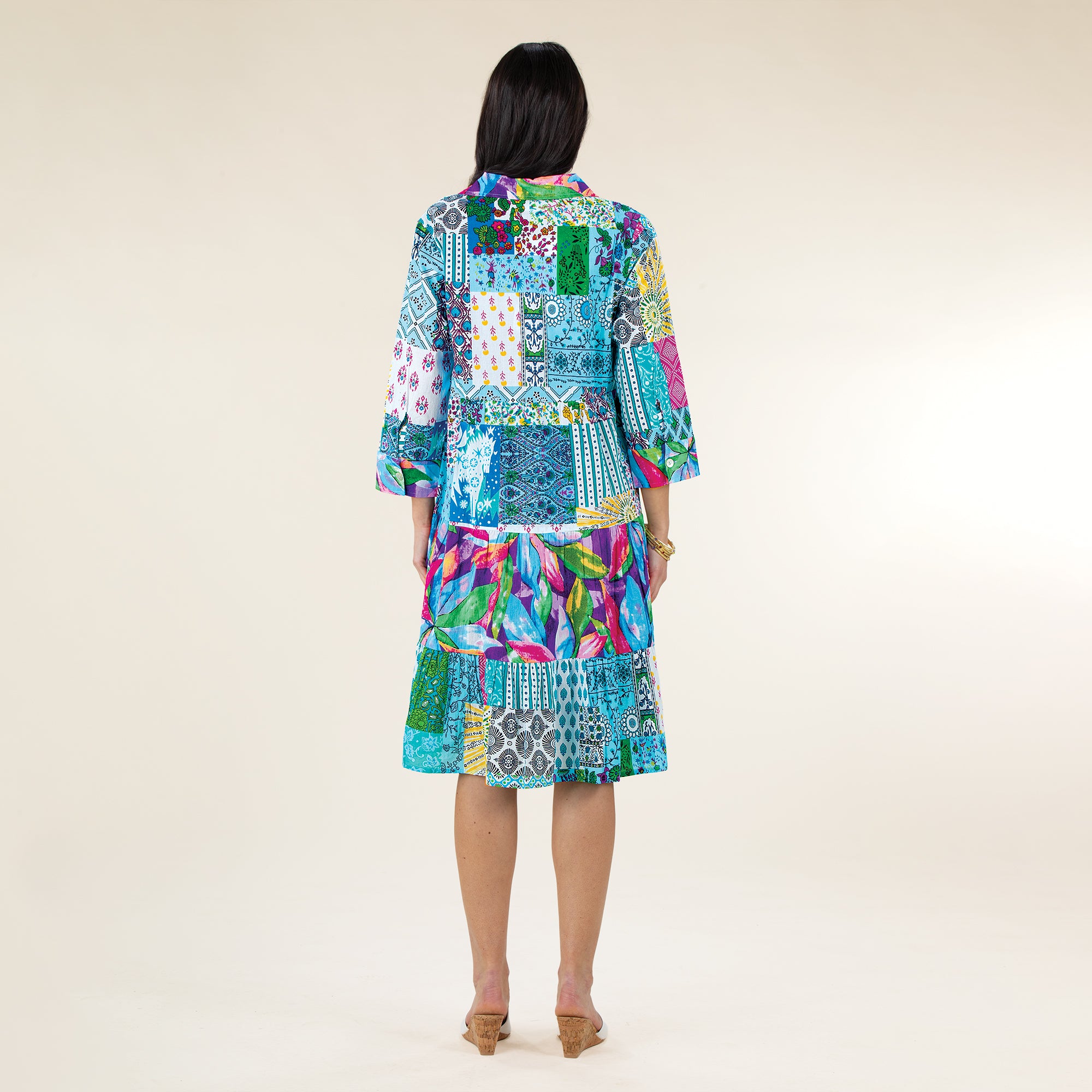 Piece Full Patchwork Embroidered Dress Duster