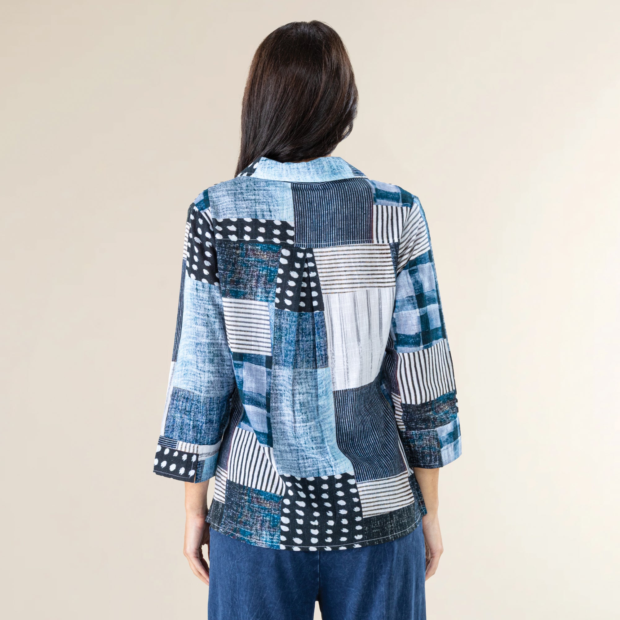 Patchwork & Plaid Button Up Top