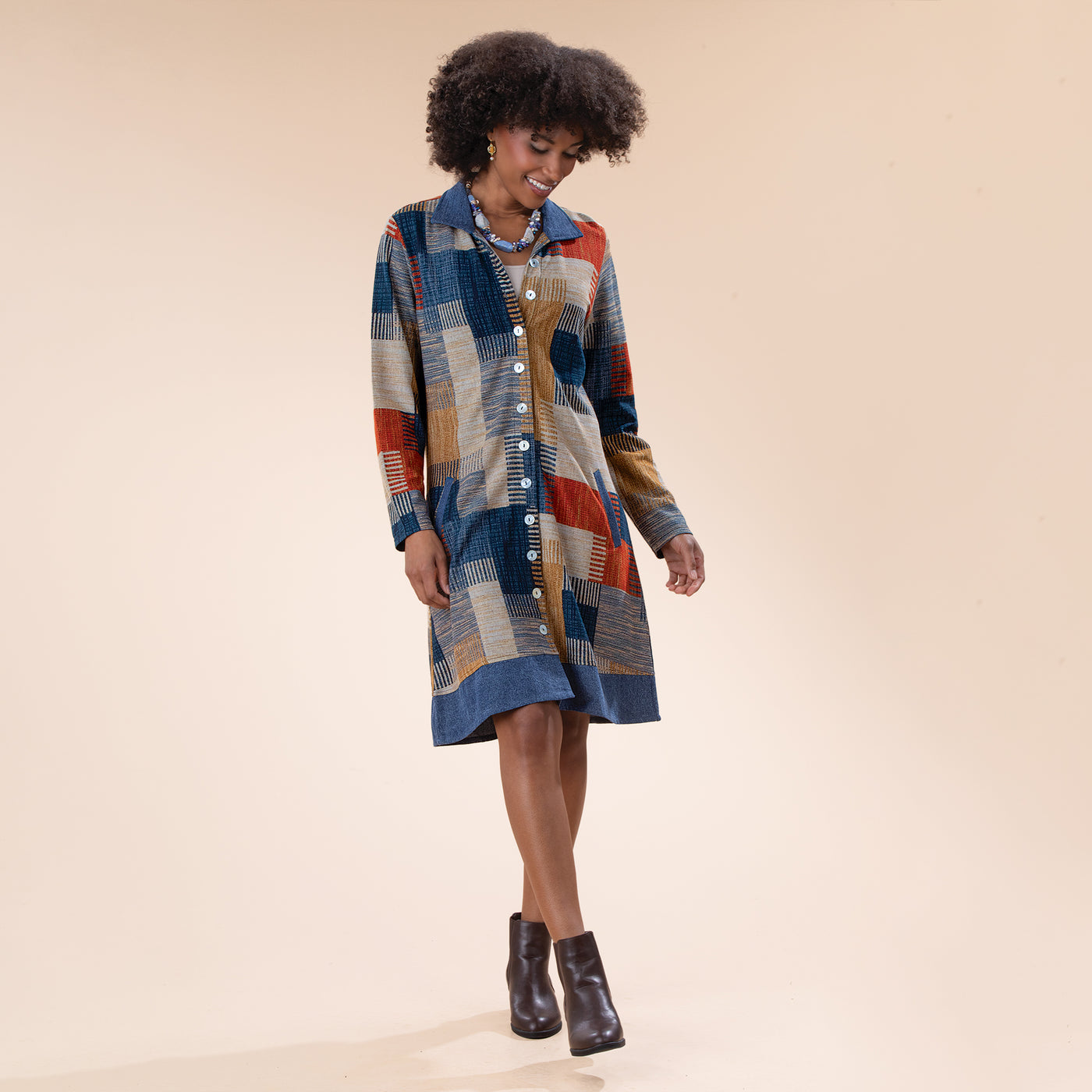 Denim Patchwork Duster Dress
