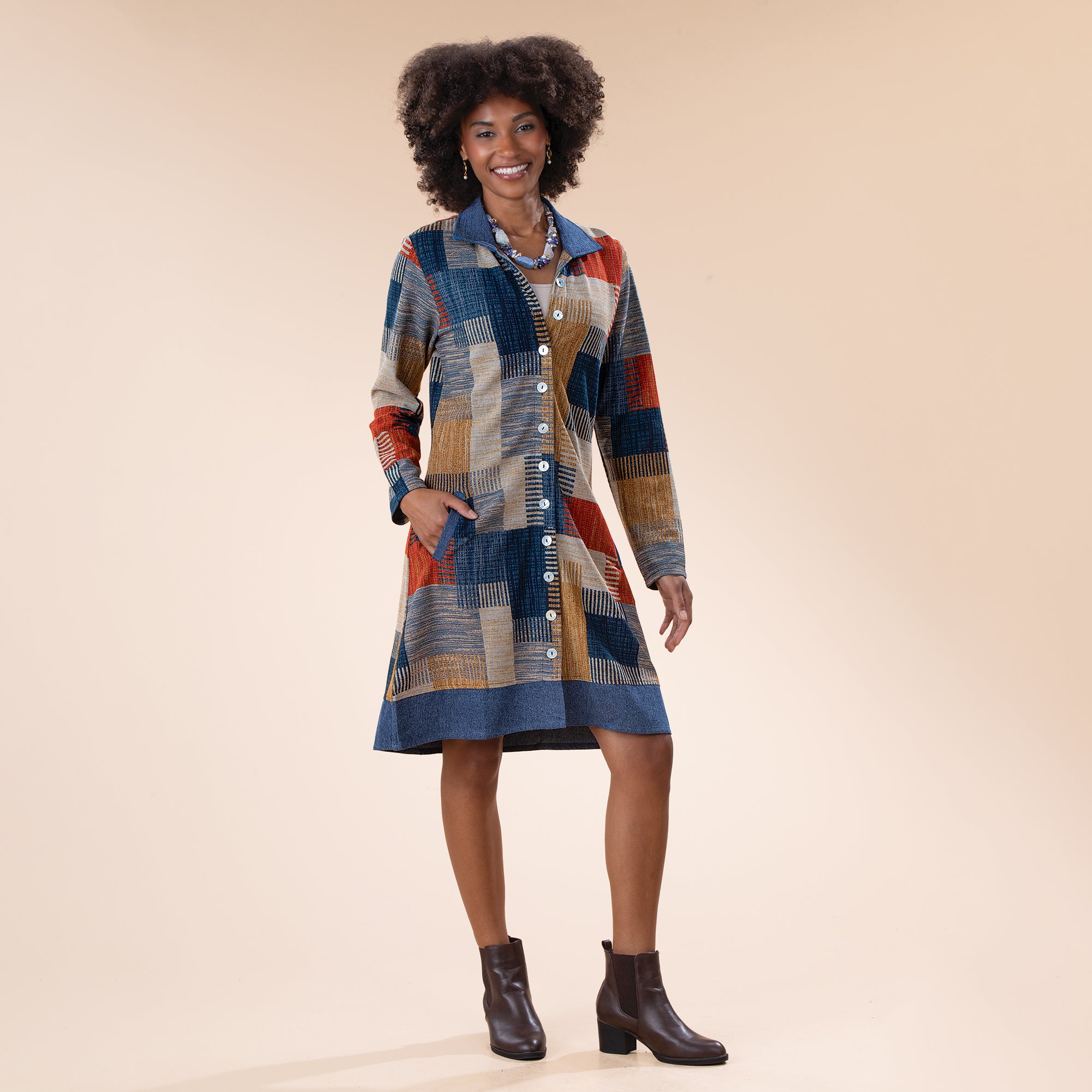 Denim Patchwork Duster Dress
