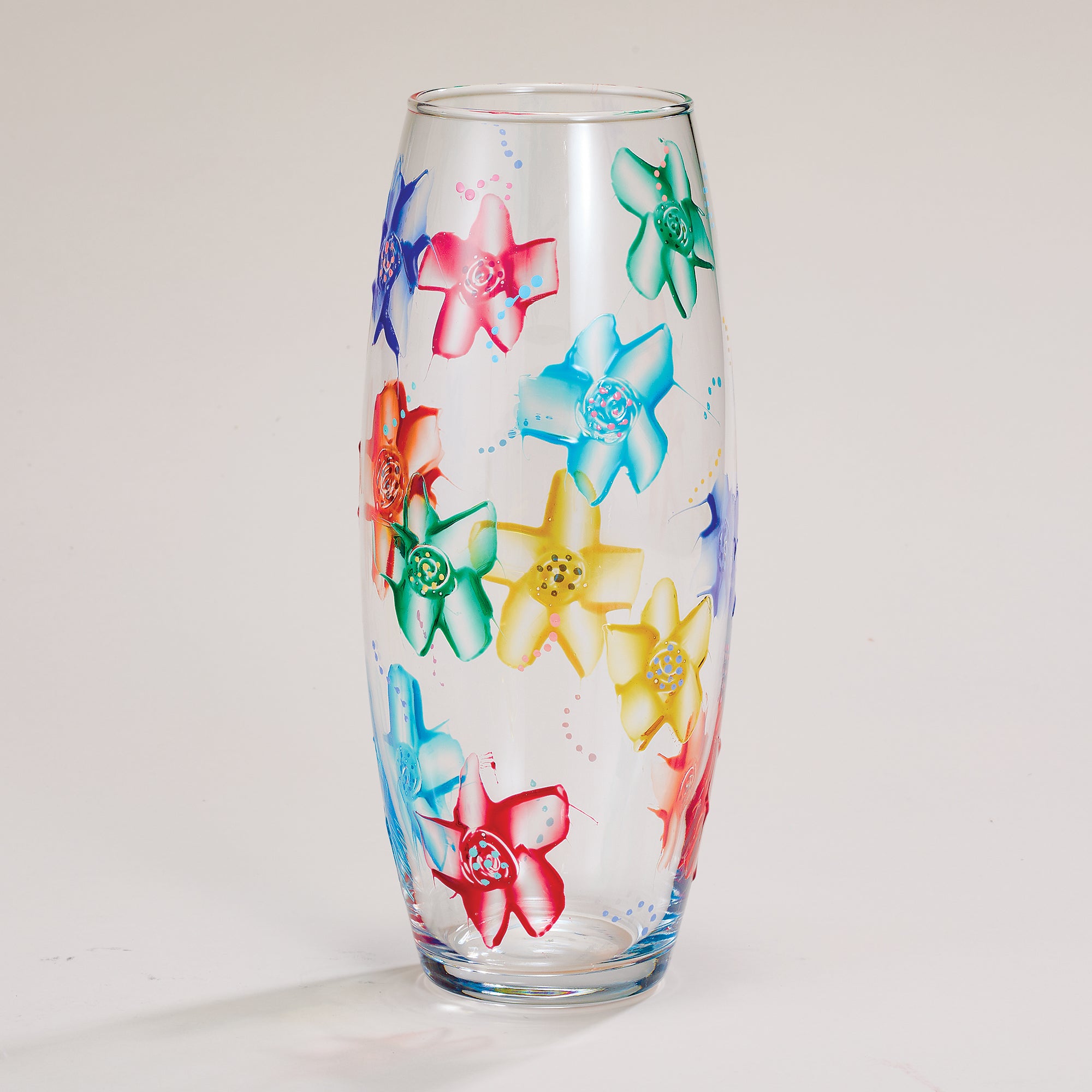 Hand-Painted Starburst Floral Glass Vase