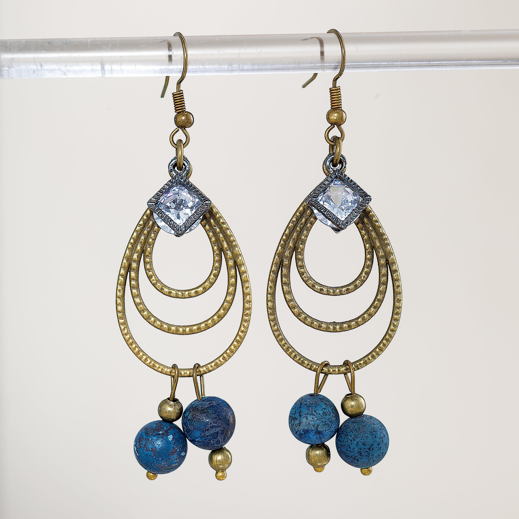 Frosted Blue Hues Teardrop Earrings