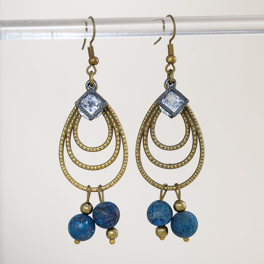 Frosted Blue Hues Teardrop Earrings