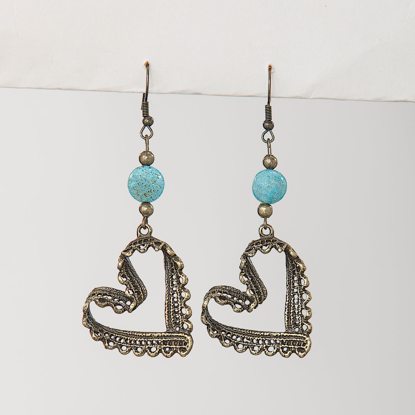 Happy Heart Charm Tibetan Brass Earrings