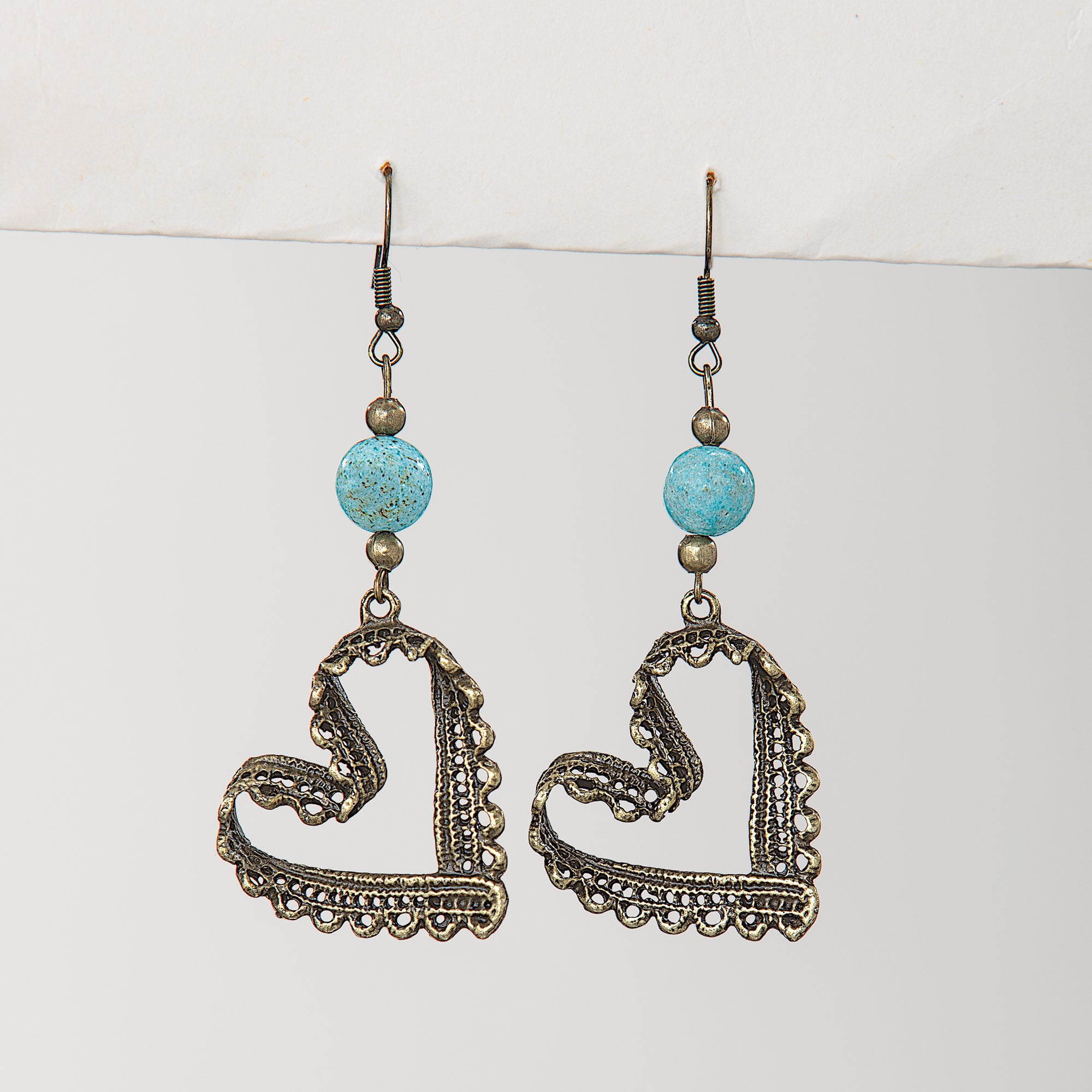 Happy Heart Charm Tibetan Brass Earrings