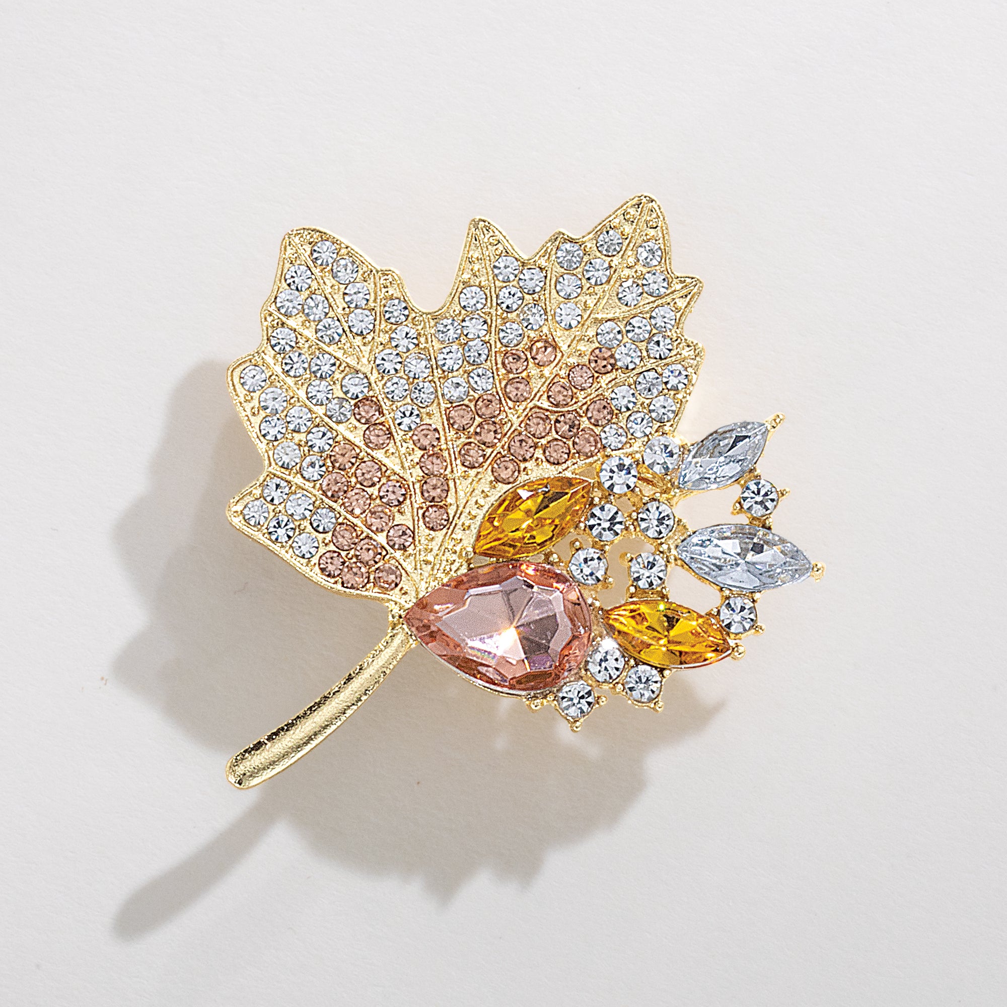 Crystal Maple Leaf Brooch