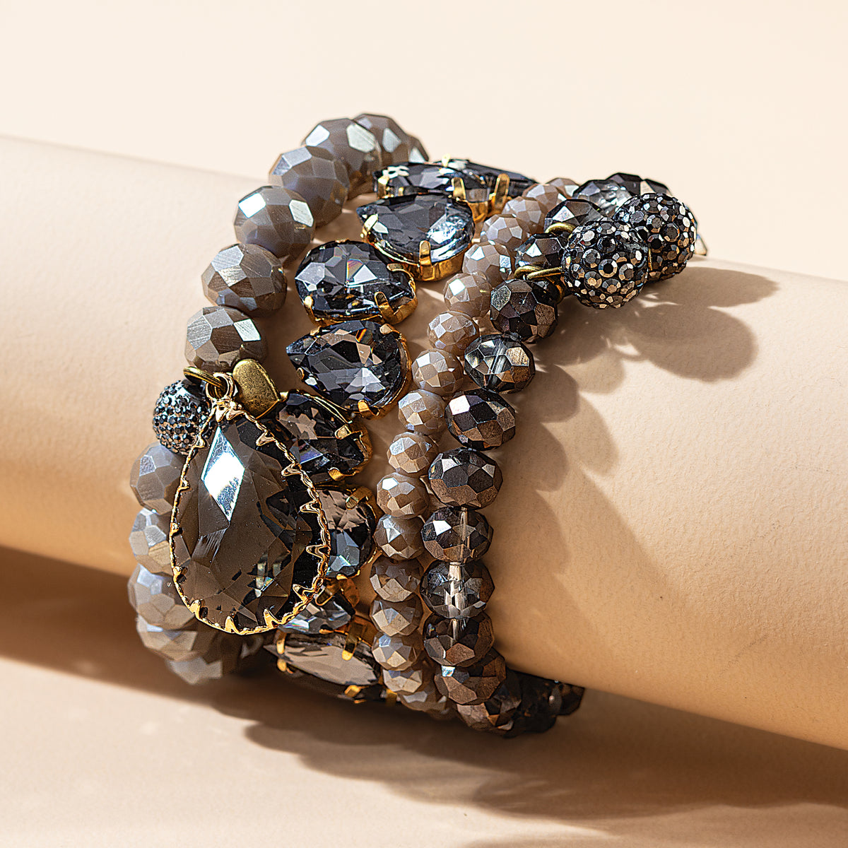 Shimmering Facets Stretch Bracelets, Set of 4