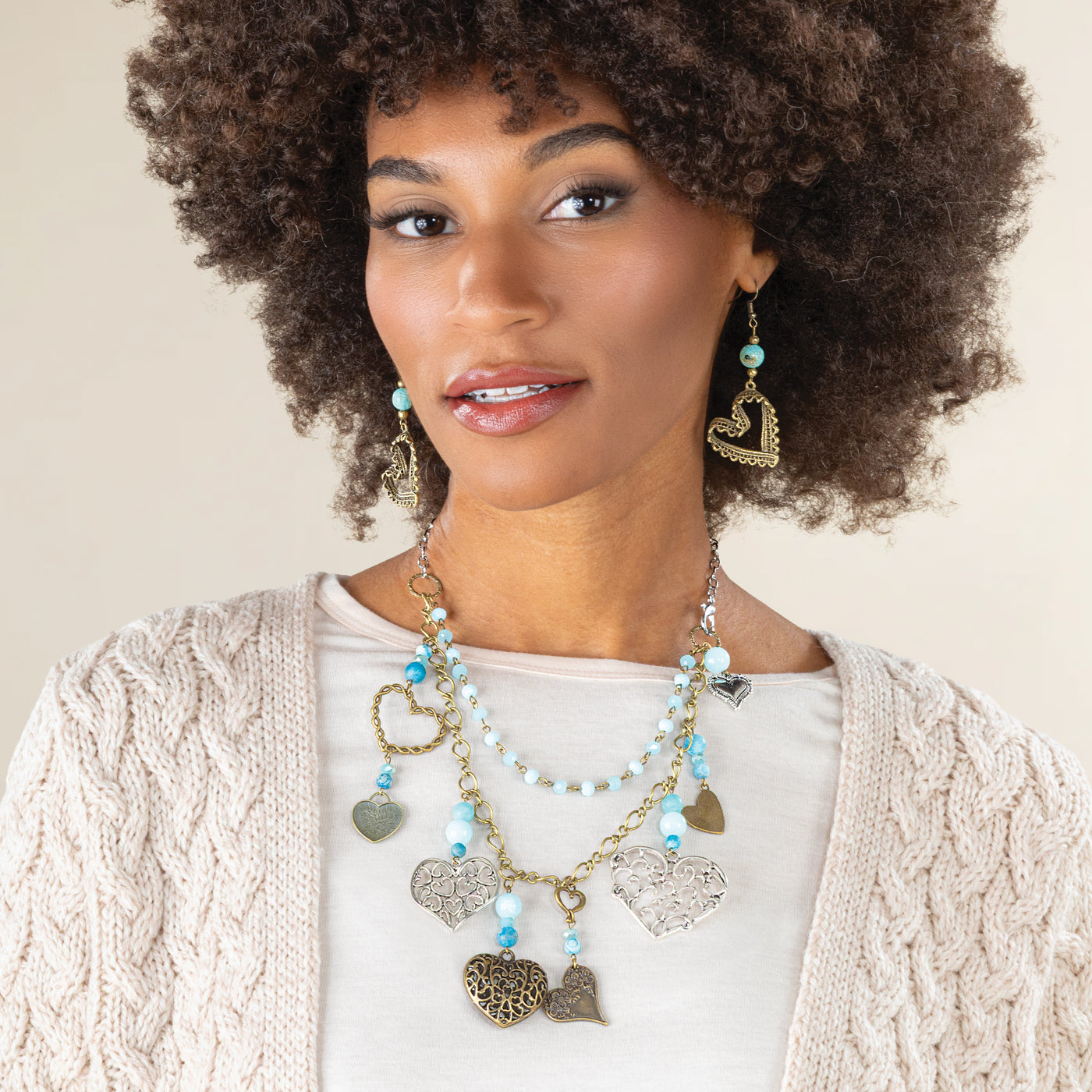 Happy Heart Charm Tibetan Brass Earrings