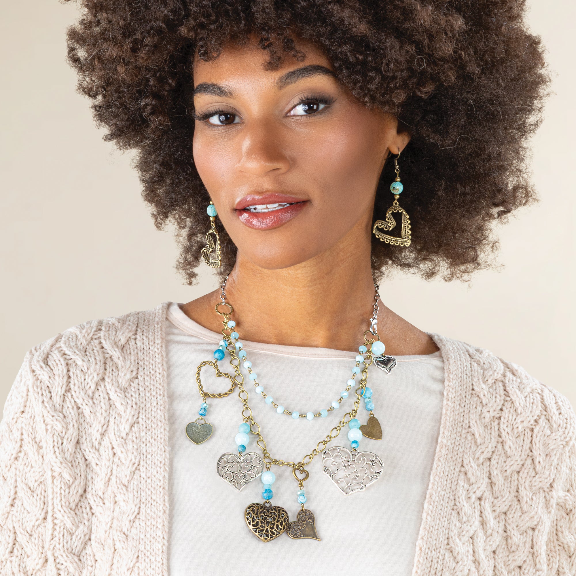 Happy Heart Charm Tibetan Brass Earrings