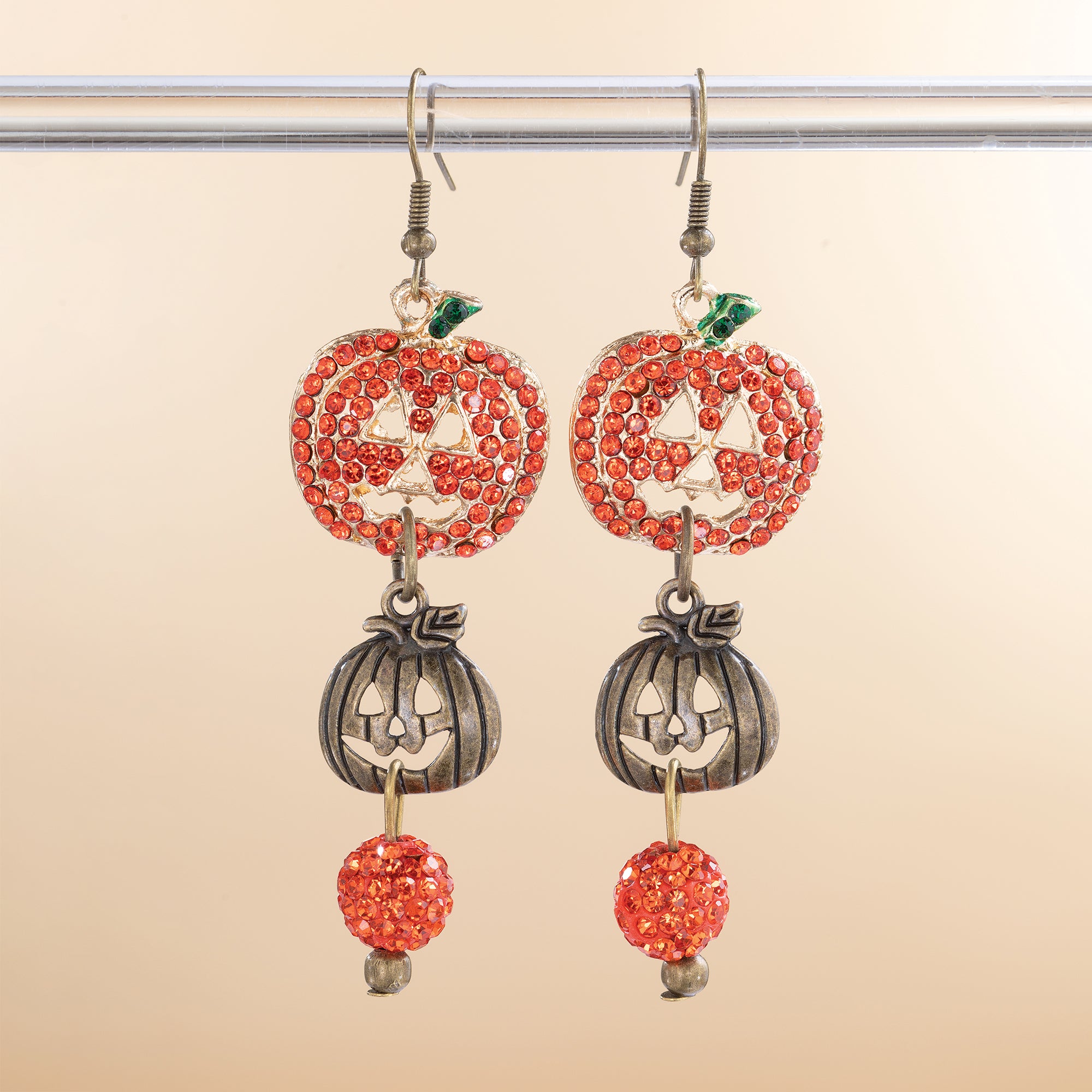 Crystal Jack & Brass Pumpkin Earrings (Preorder)
