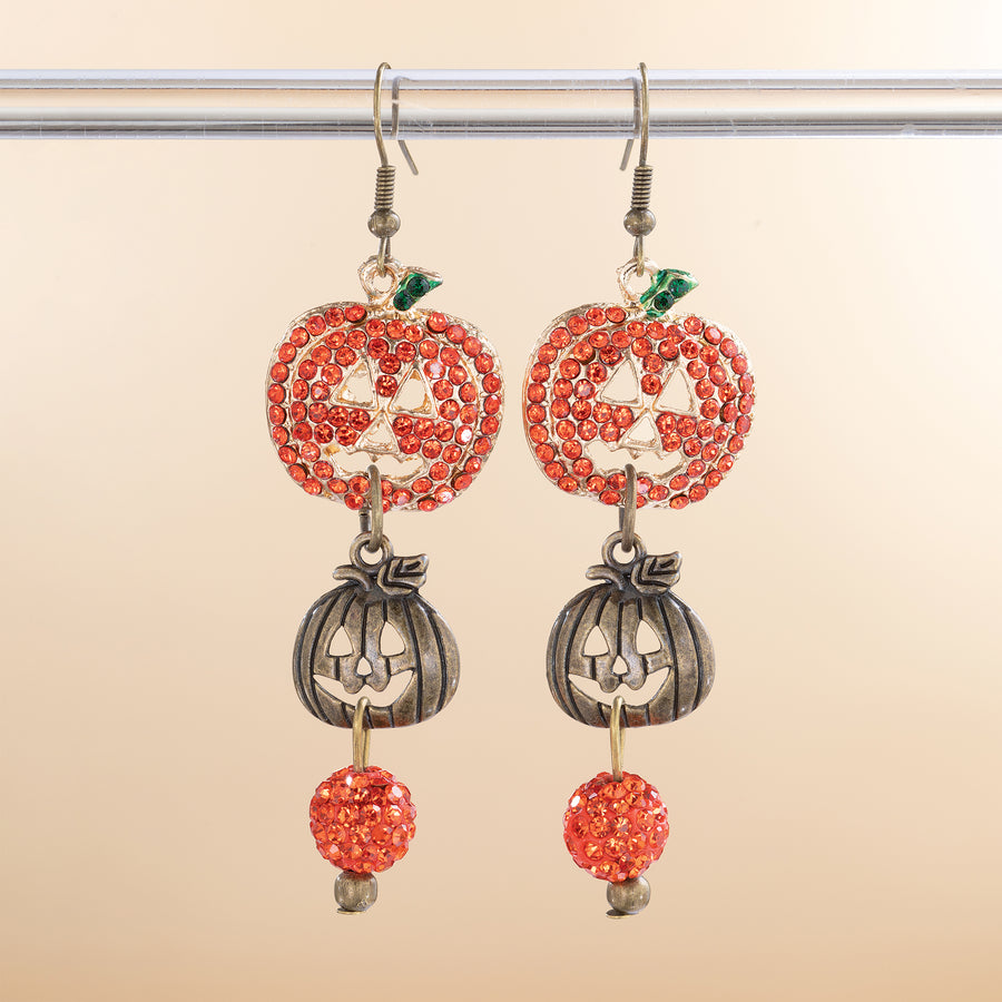Crystal Jack & Brass Pumpkin Earrings (Preorder)