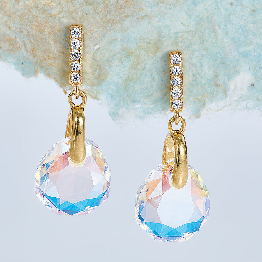 Iridescent Crystal Raindrop Earrings