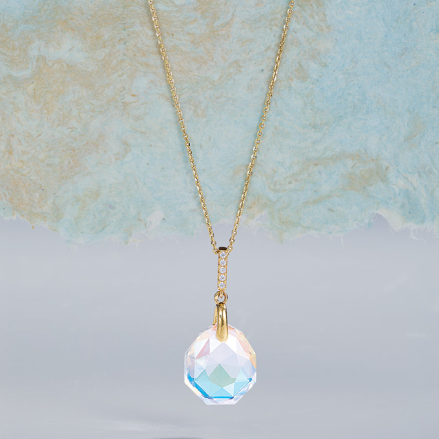Iridescent Crystal Raindrop Necklace