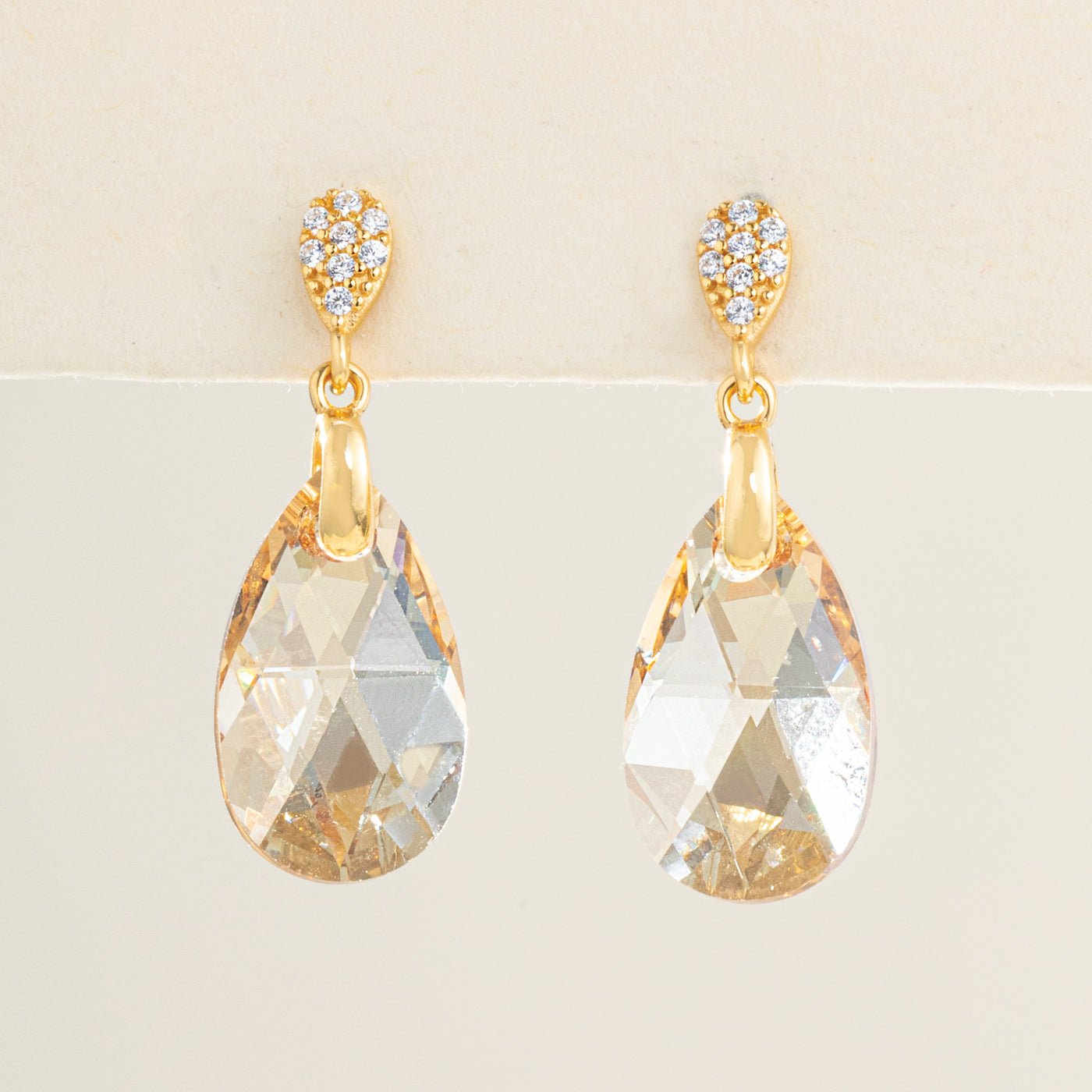 Golden Brilliance Crystal Earrings
