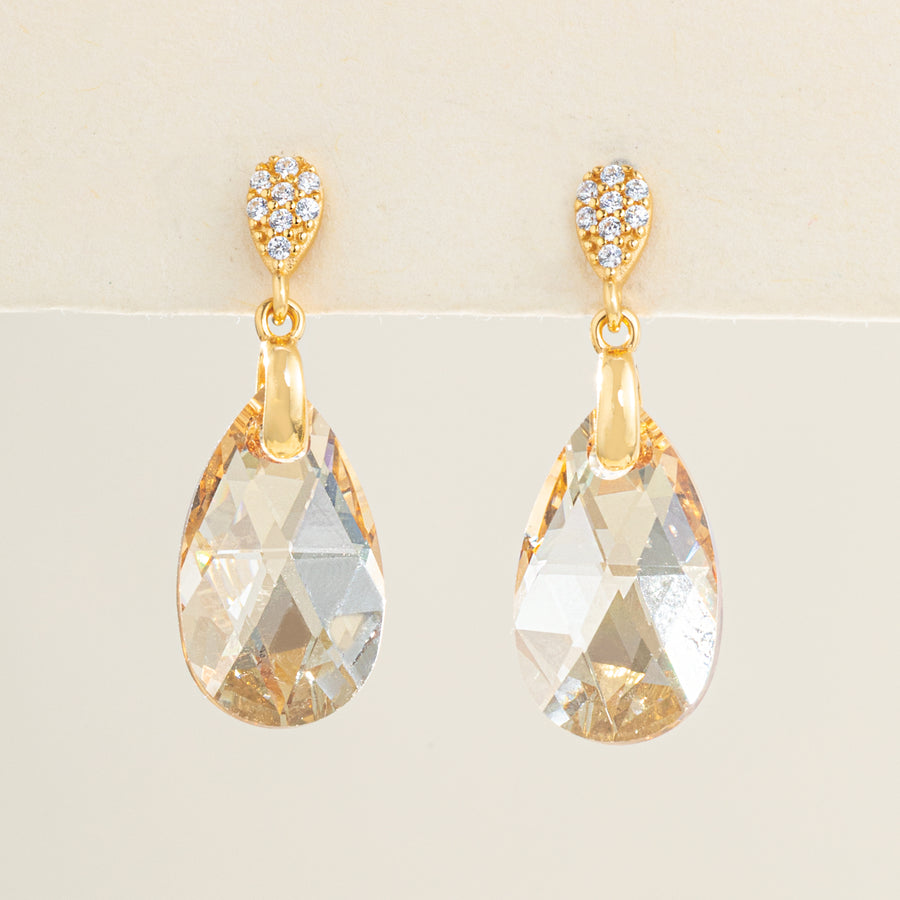 Golden Brilliance Crystal Earrings