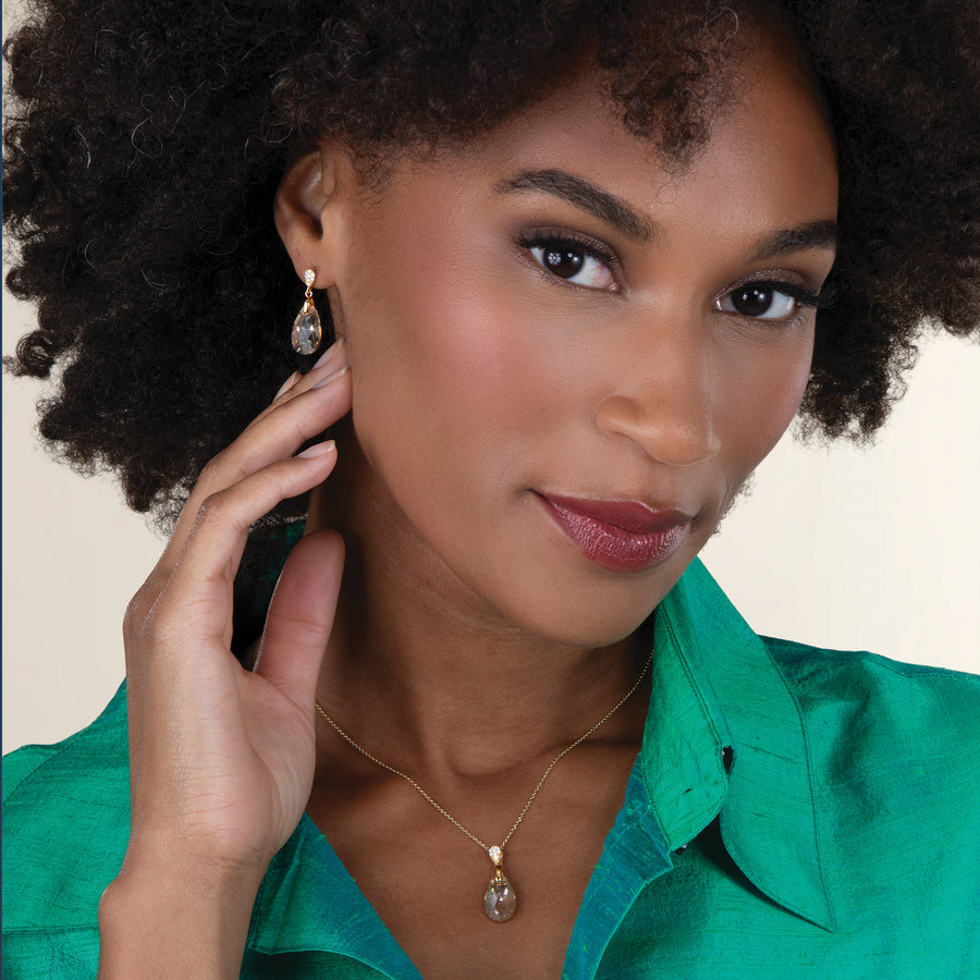 Golden Brilliance Crystal Necklace & Earrings Set