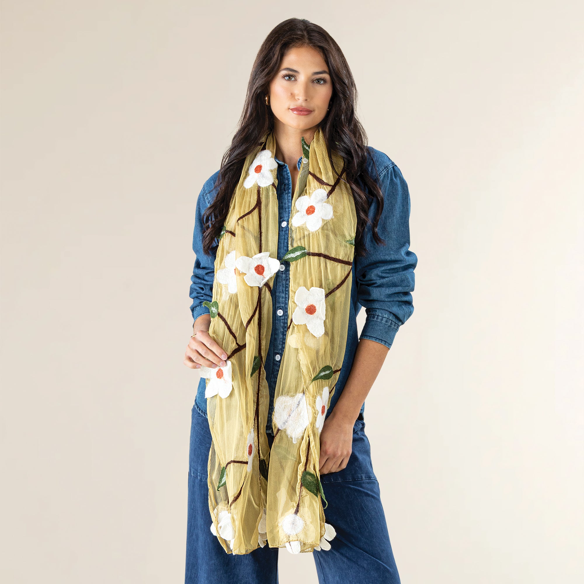 Florals & Vines Merino Wool Scarf