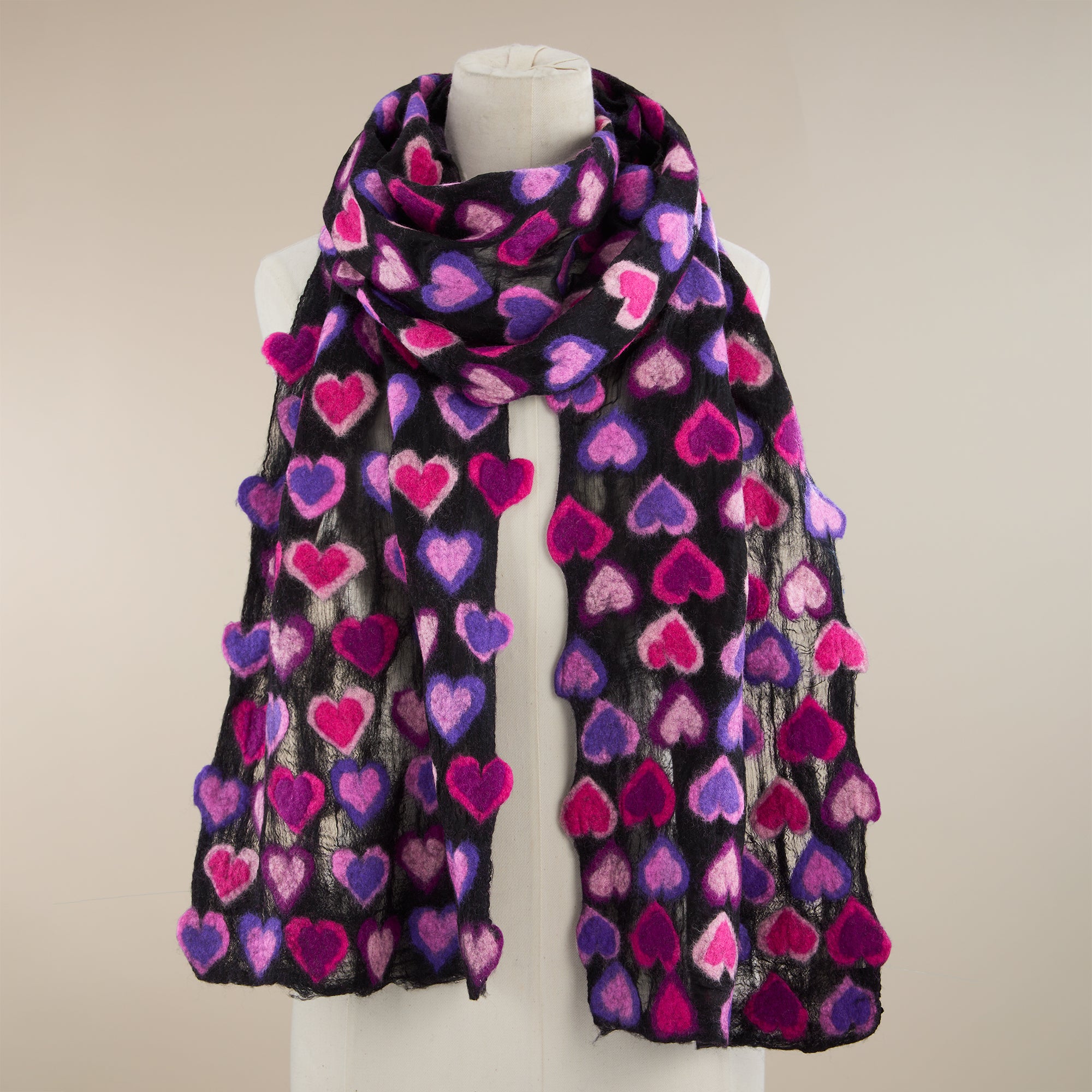 Precious Hearts Merino Wool Scarf