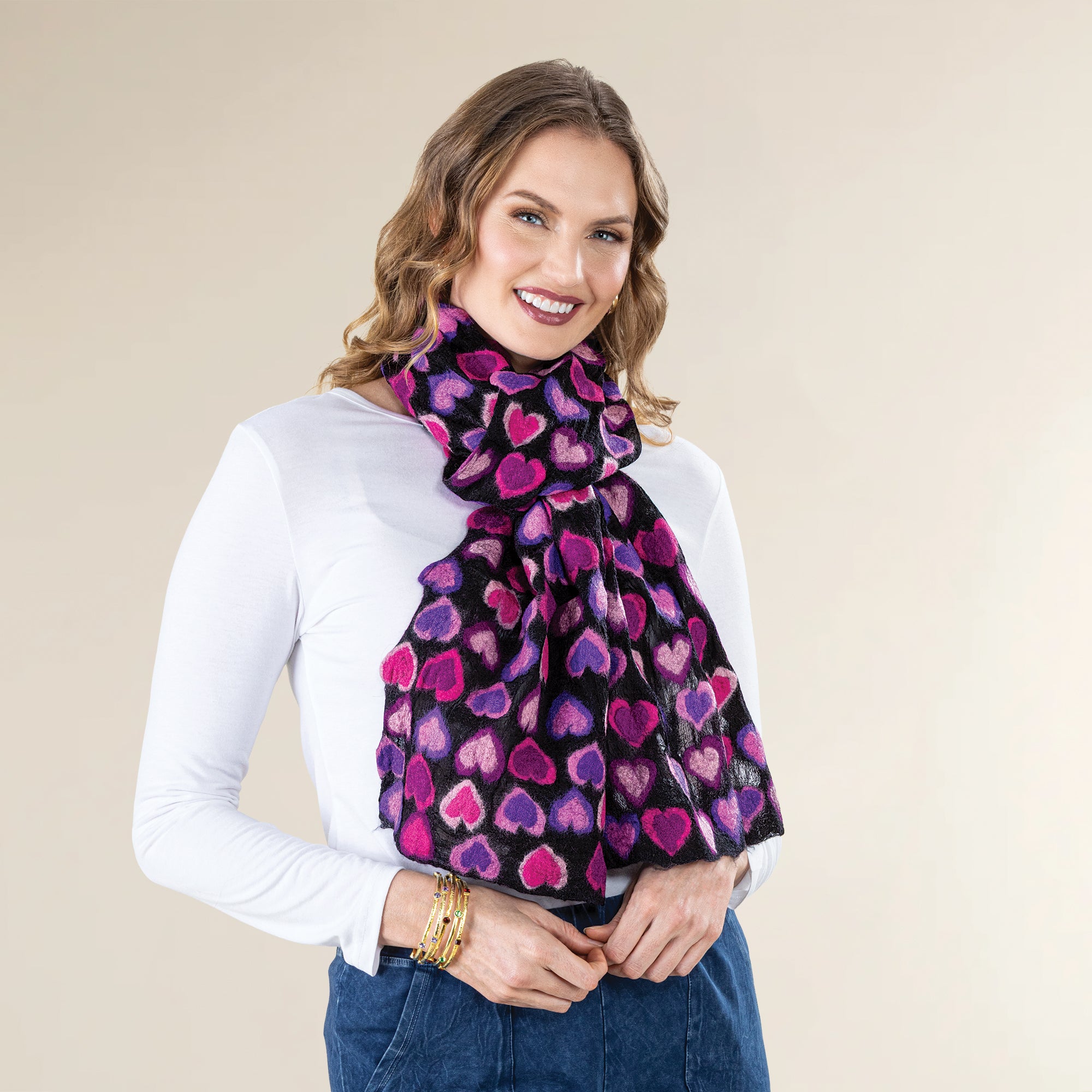 Precious Hearts Merino Wool Scarf