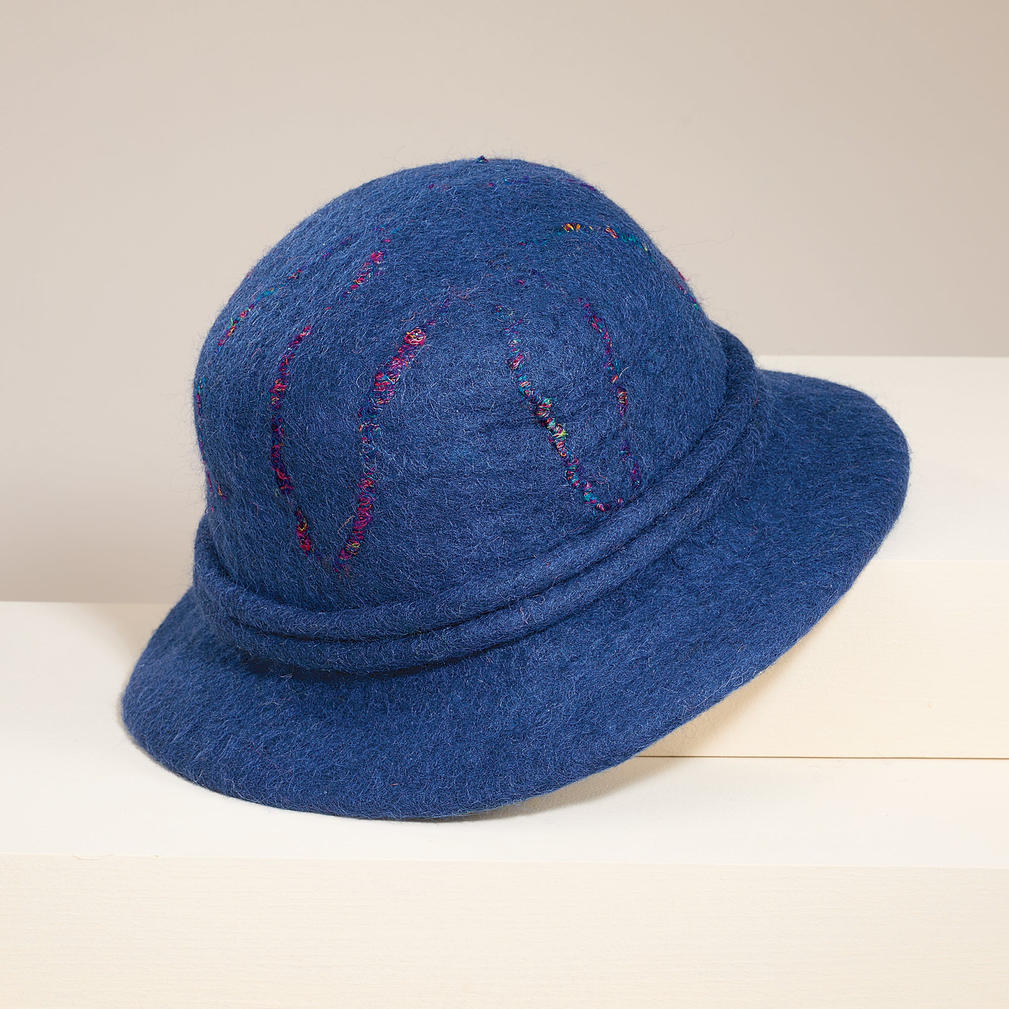 Roseanna Blue Inlaid Yarn Cloche