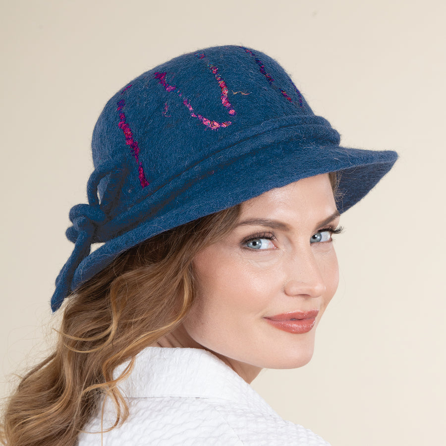 Roseanna Blue Inlaid Yarn Cloche