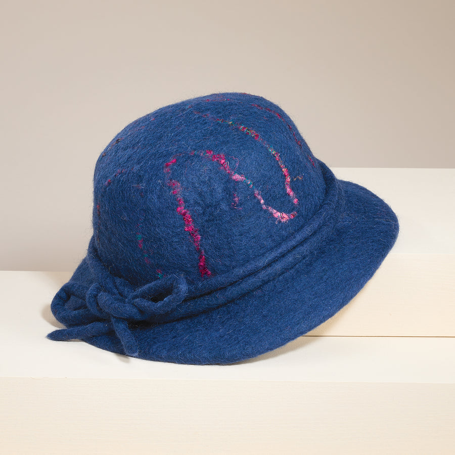 Roseanna Blue Inlaid Yarn Cloche