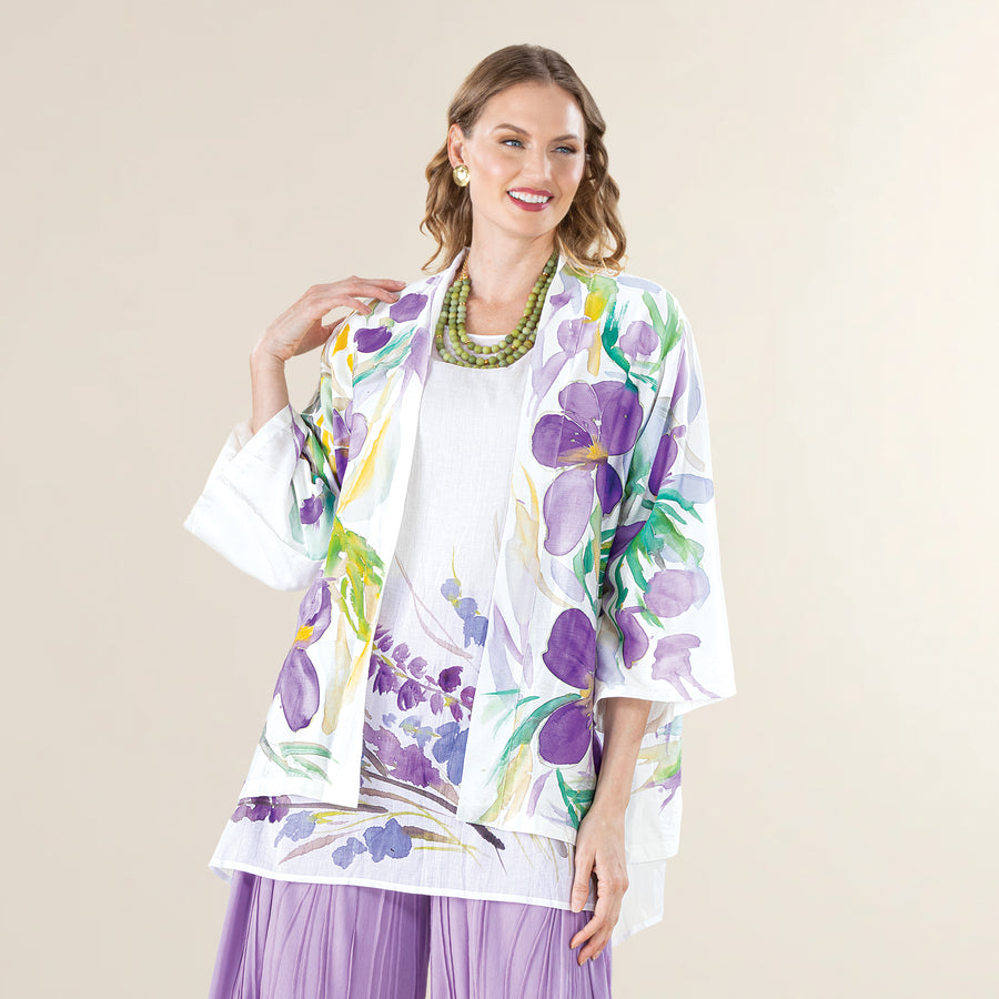 Hand-Painted Floral Silk Jacket