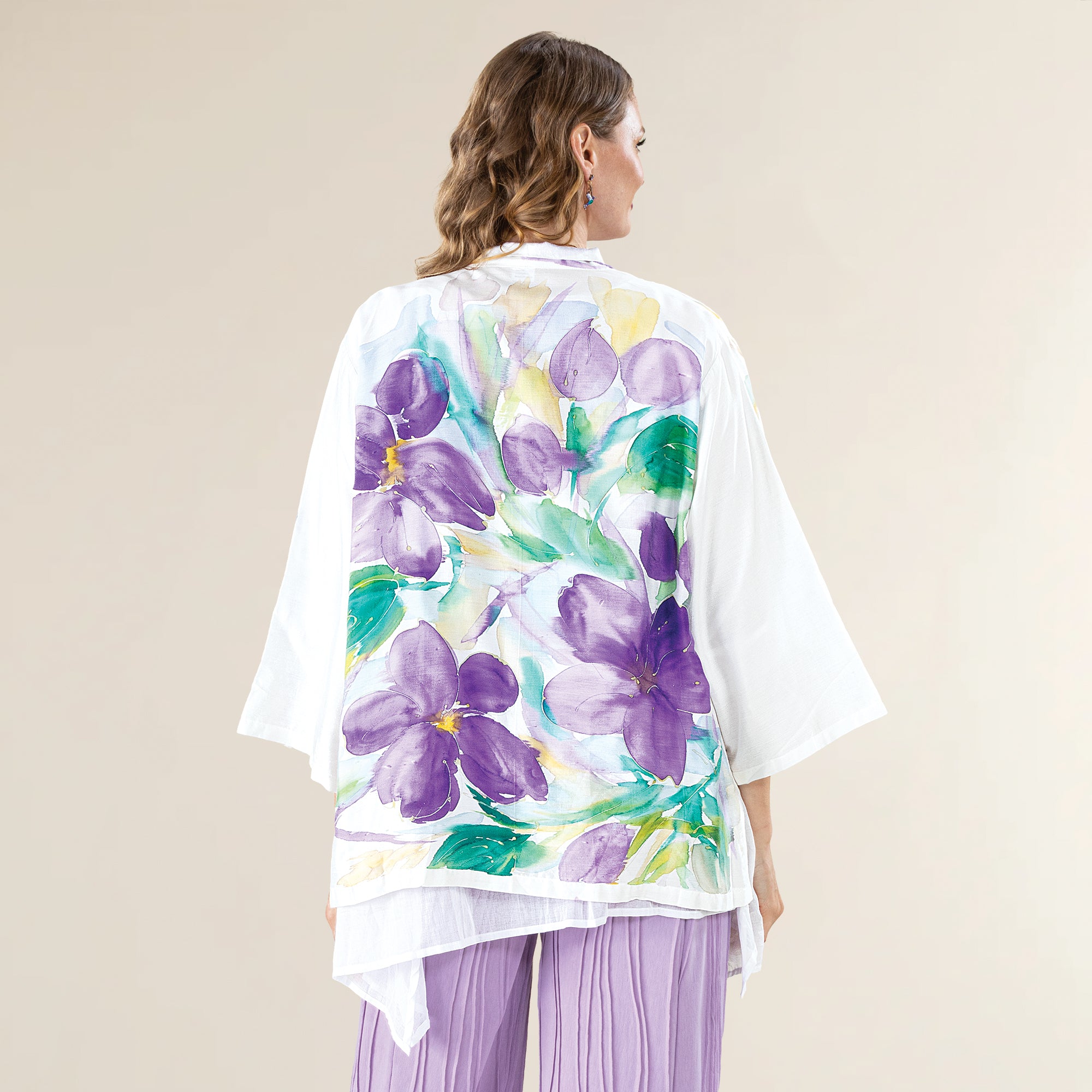 Hand-Painted Floral Silk Jacket