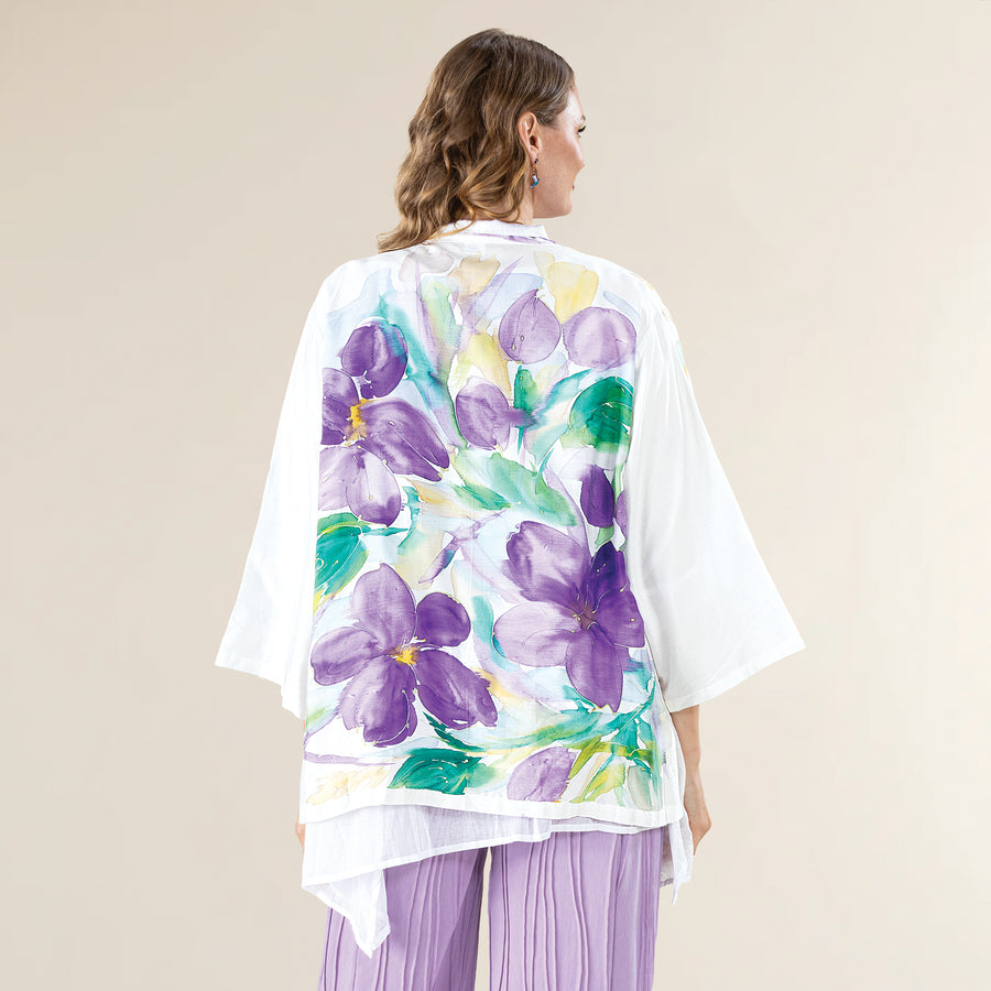 Hand-Painted Floral Silk Jacket