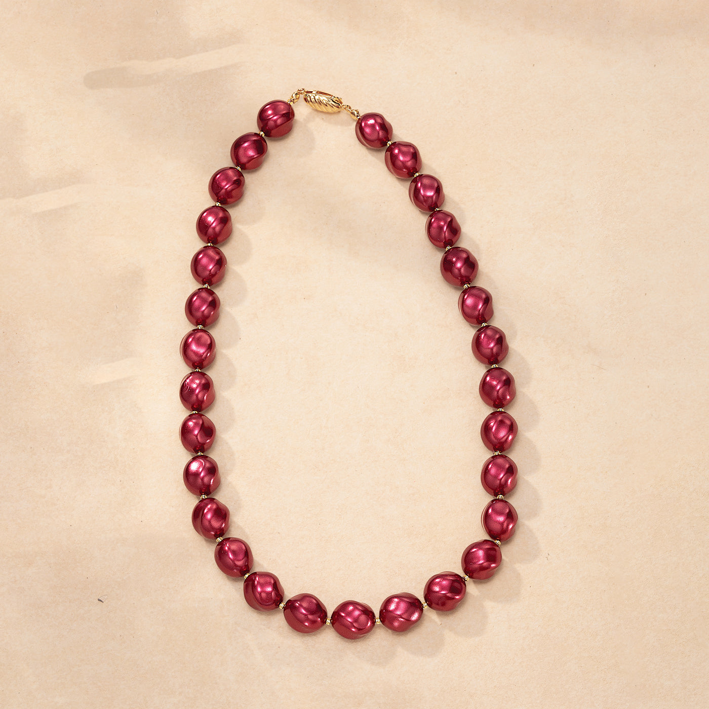 Murano Glass Burgundy Pearl Beaded Necklace