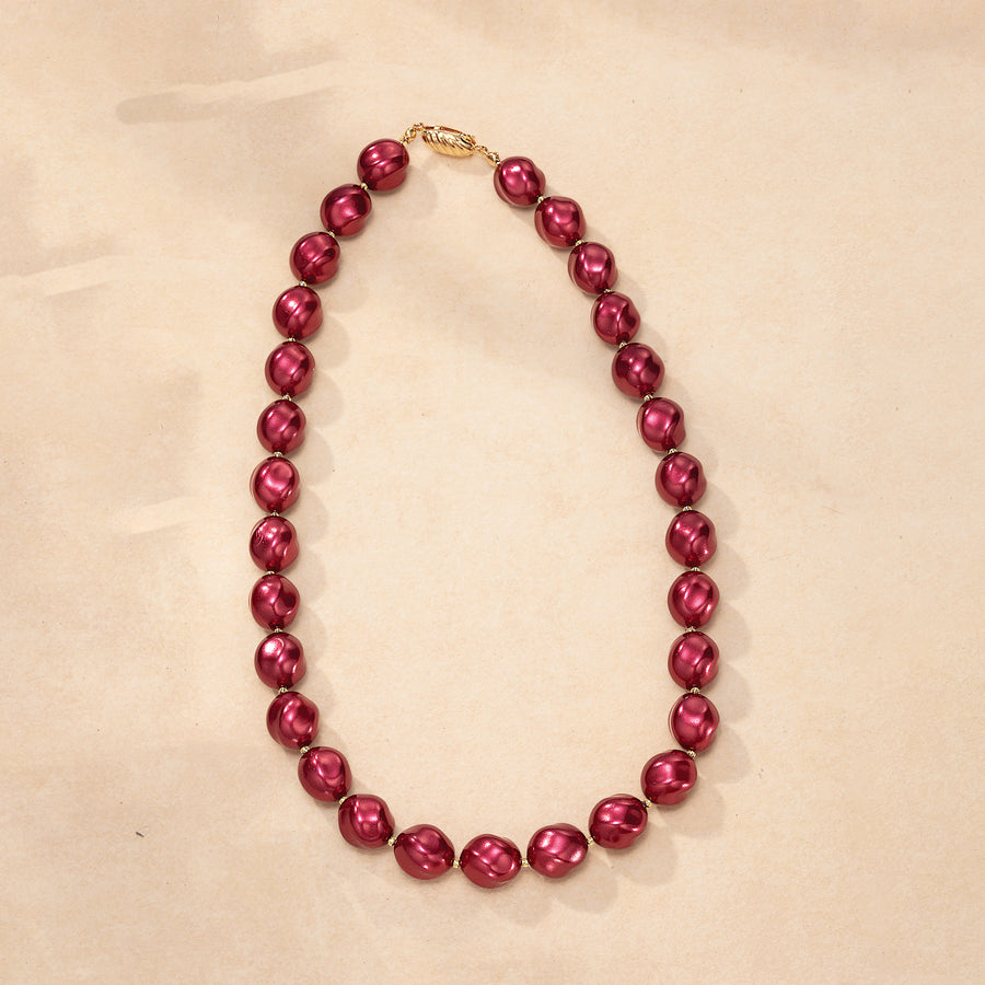 Murano Glass Burgundy Pearl Beaded Necklace