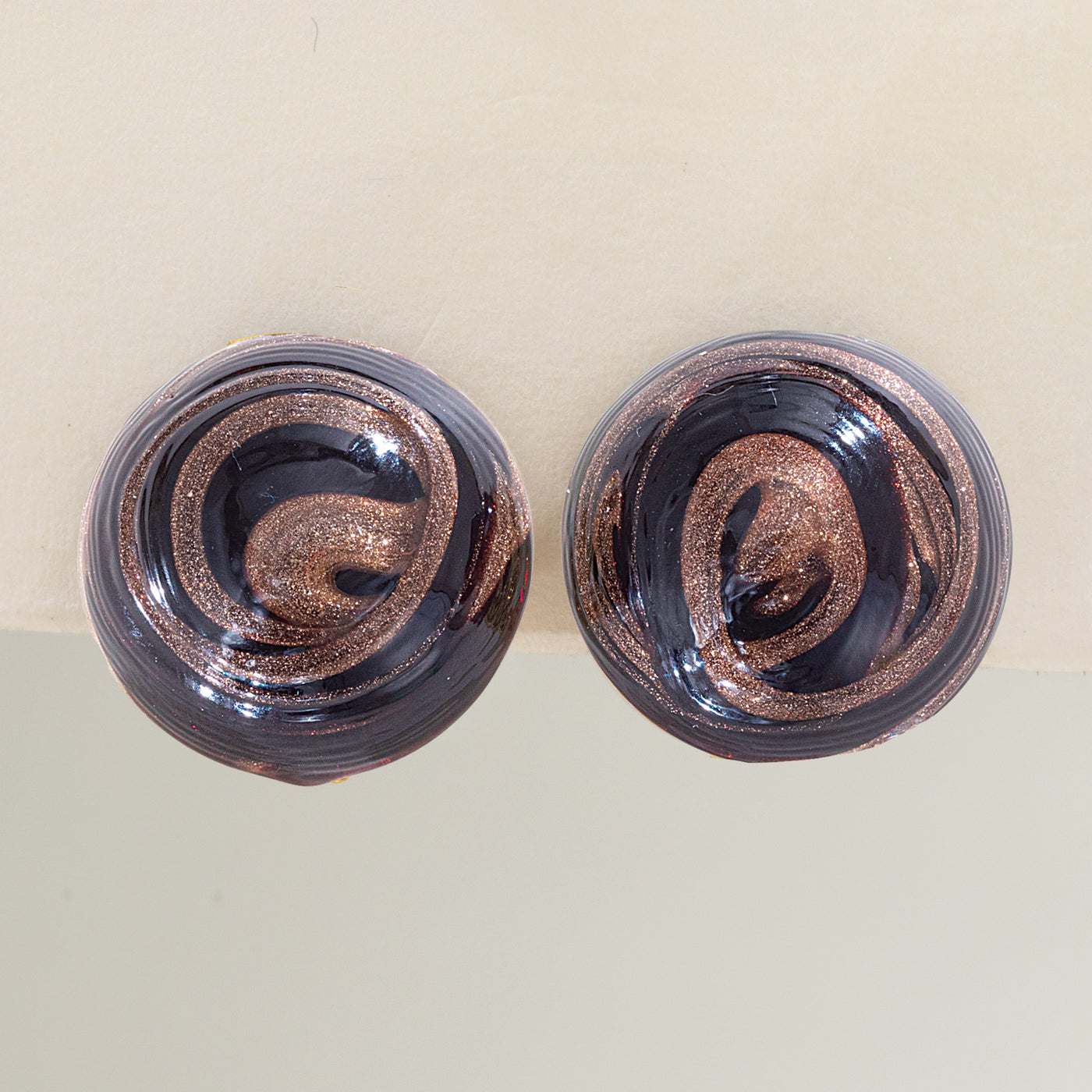Murano Glass Black & Aventurine Button Clip-On Earrings (Preorder)