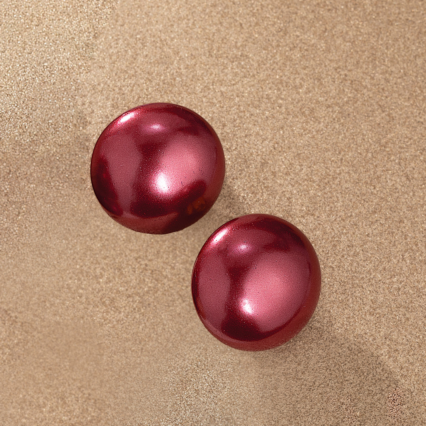 Murano Glass Burgundy Pearl Clip-On Button Earrings
