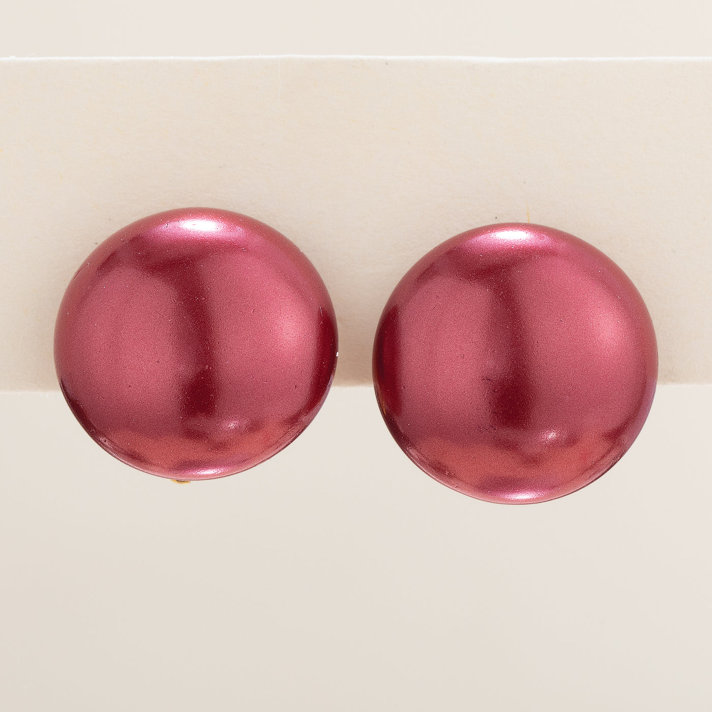 Murano Glass Burgundy Pearl Clip-On Button Earrings