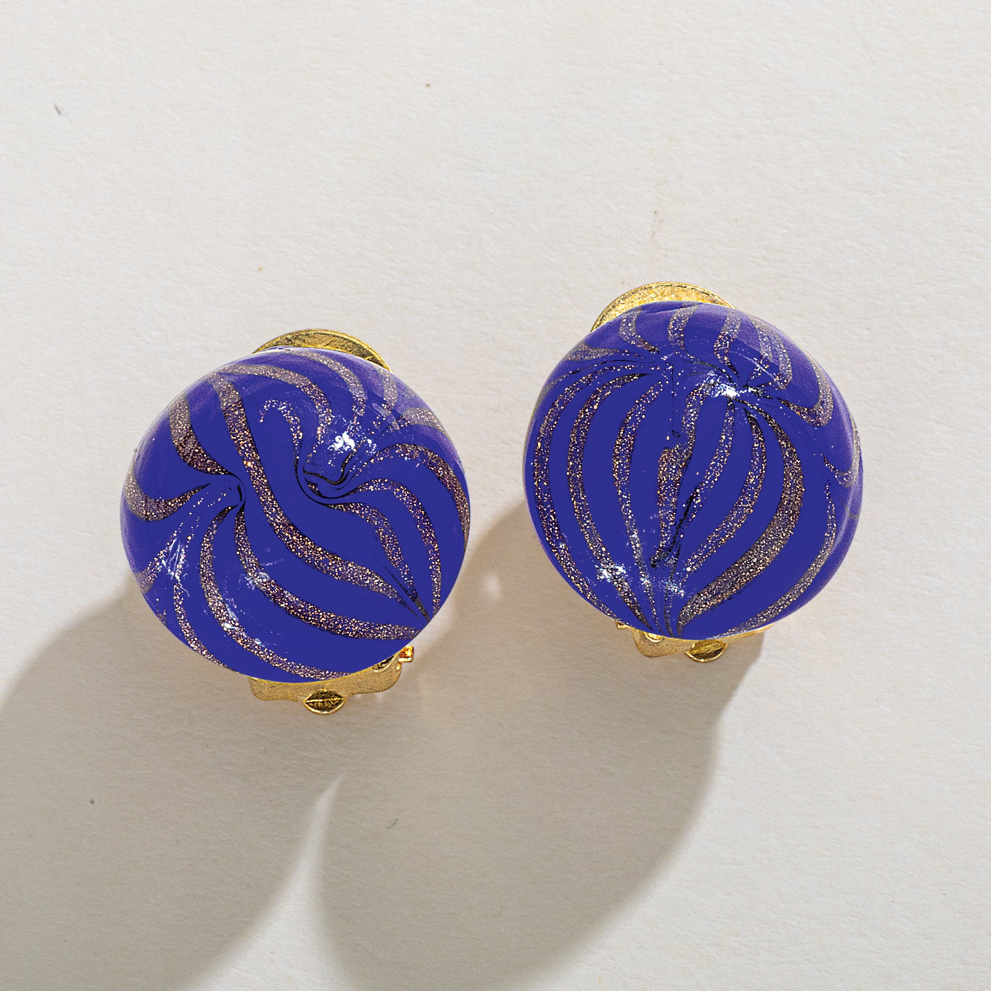 Murano Glass Lapis & Aventurine Button Clip-On Earrings (Preorder)