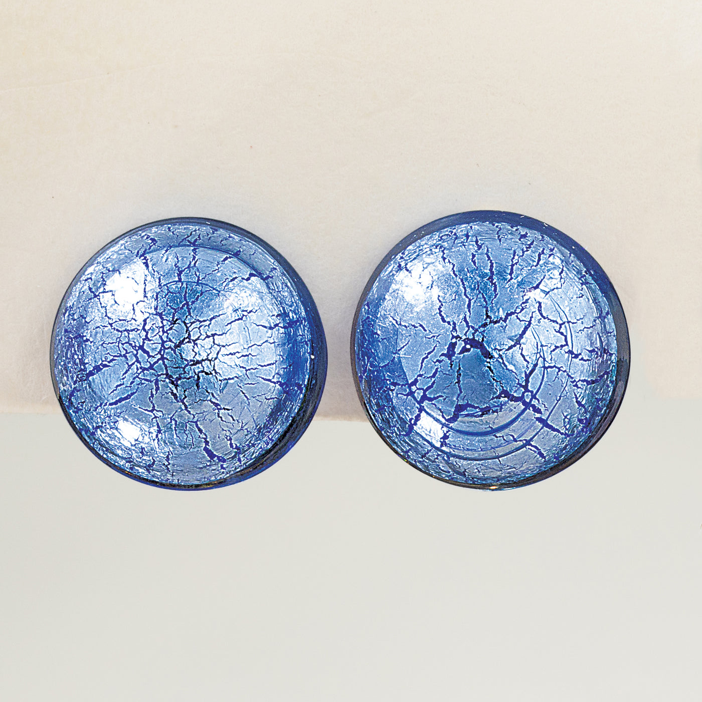 Murano Glass Light Blue Clip-On Button Earrings (Preorder)