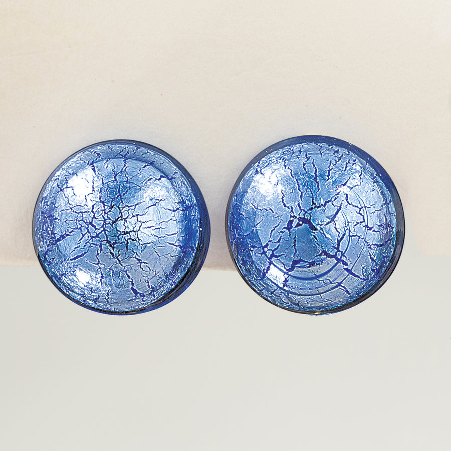 Murano Glass Light Blue Clip-On Button Earrings (Preorder)