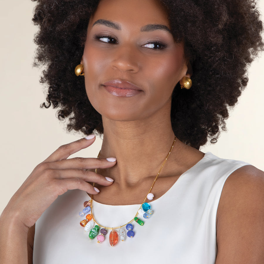 Murano Glass Distinct Drops Charm Necklace