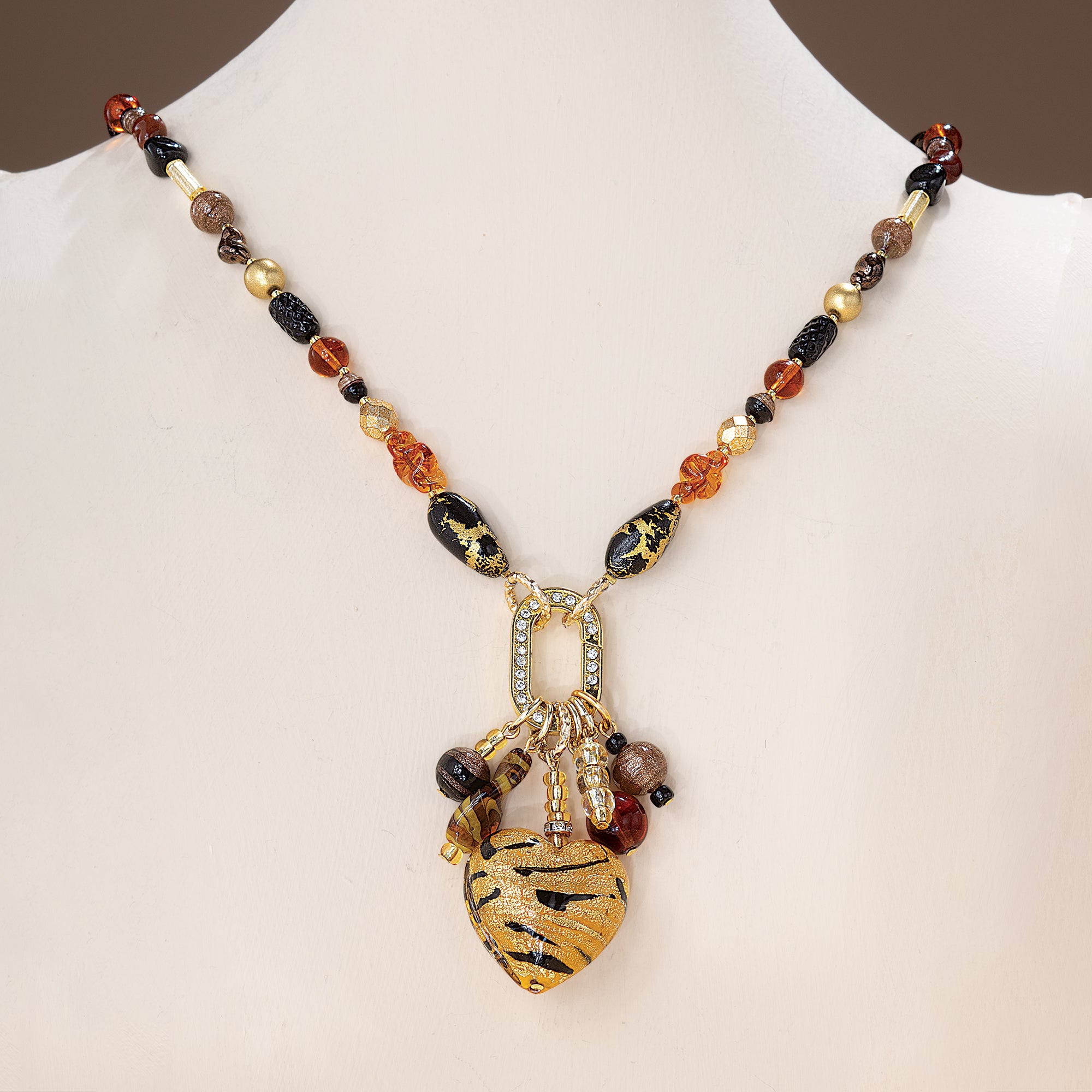 Murano Glass Safari Heart Necklace (Preorder)