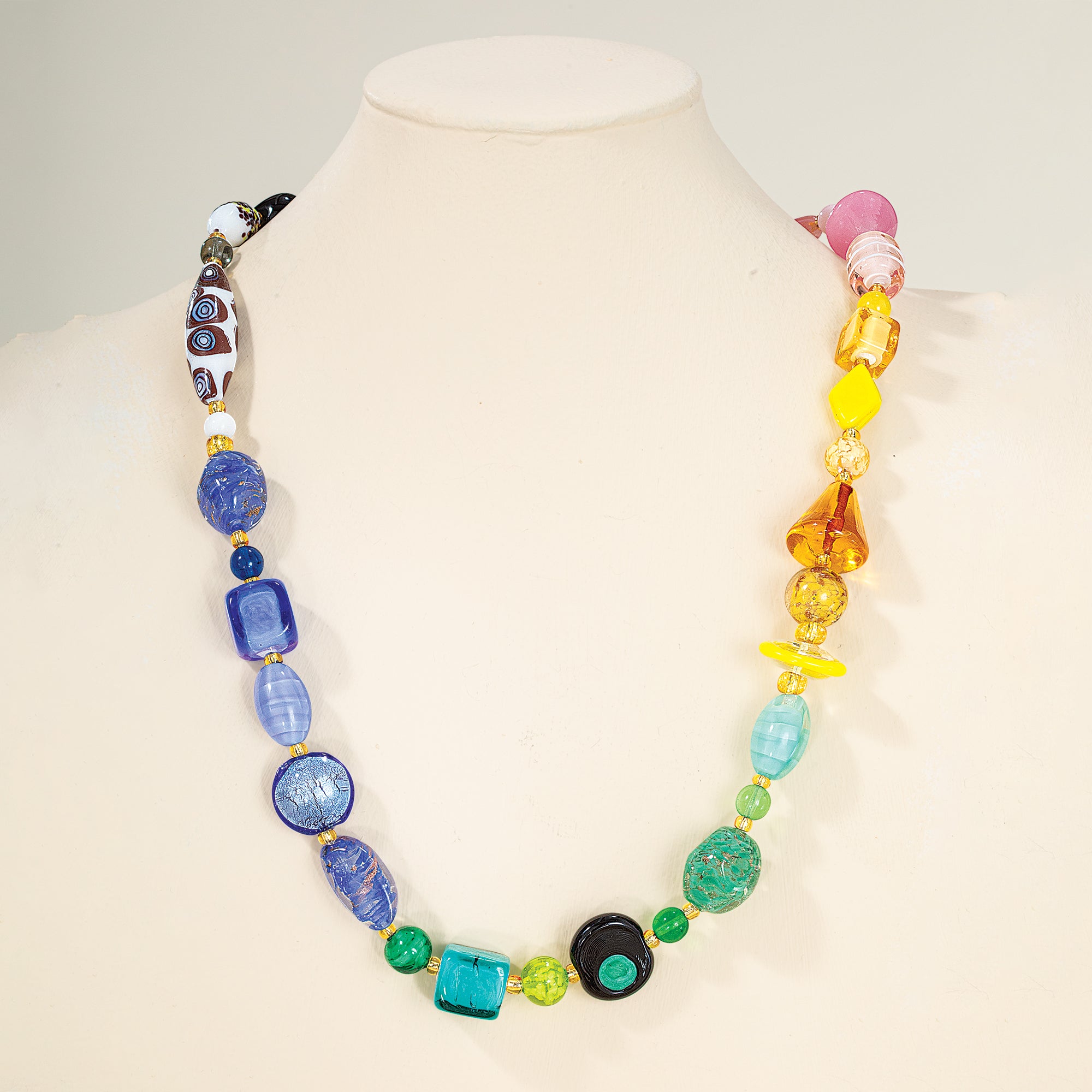 Retro in Rainbow Murano Glass Statement Necklace