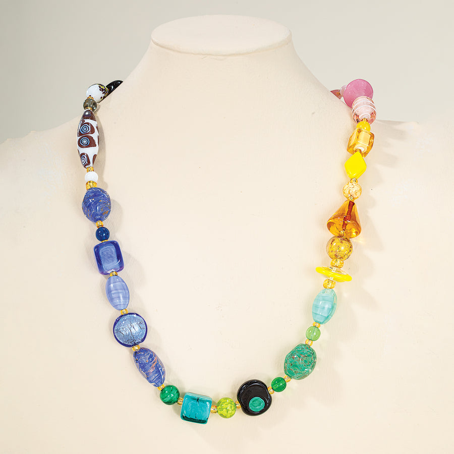 Retro in Rainbow Murano Glass Statement Necklace
