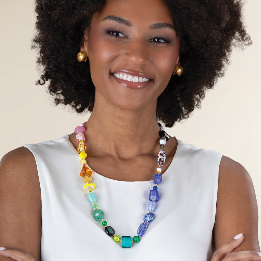 Retro in Rainbow Murano Glass Statement Necklace