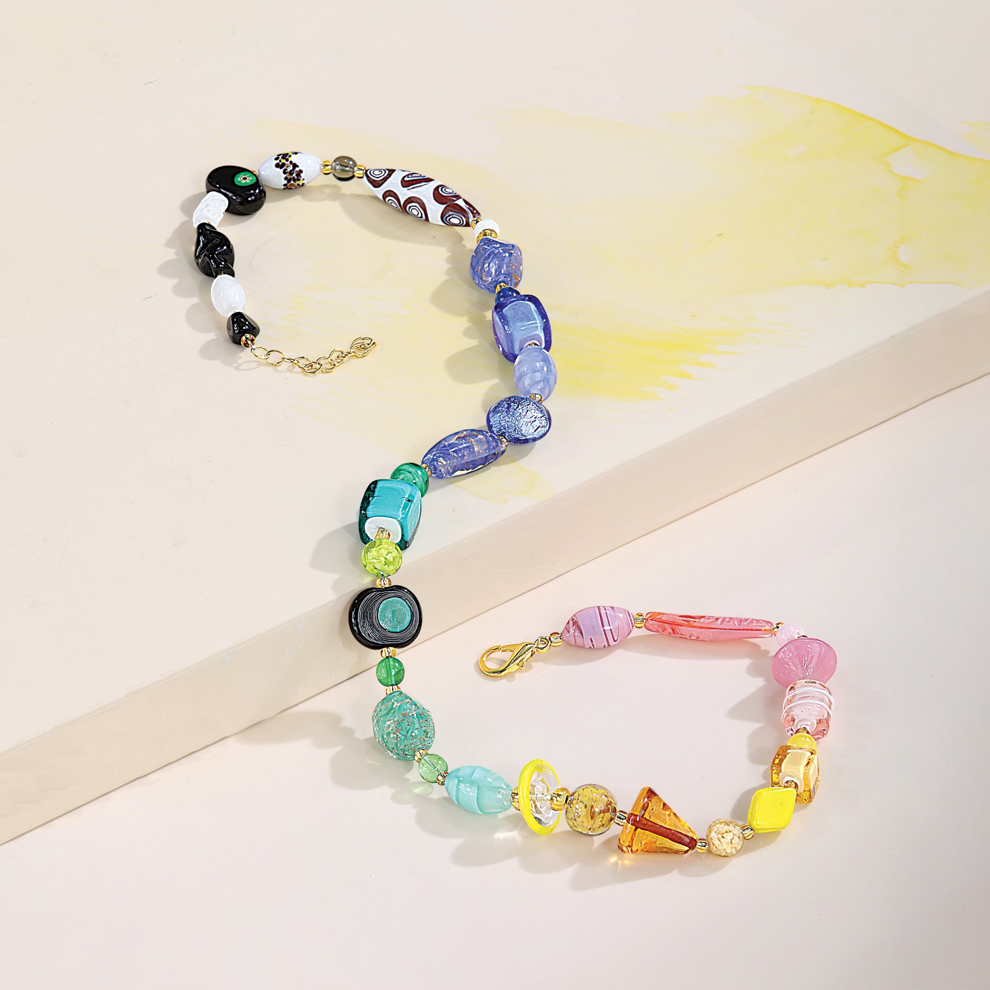 Retro in Rainbow Murano Glass Statement Necklace