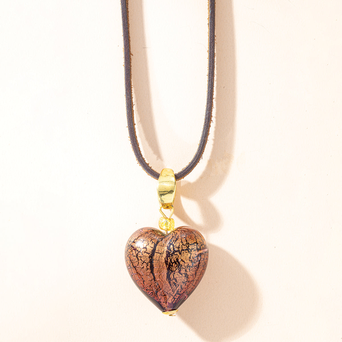 Murano Glass Elegant in Espresso Heart Pendant Necklace (Preorder)