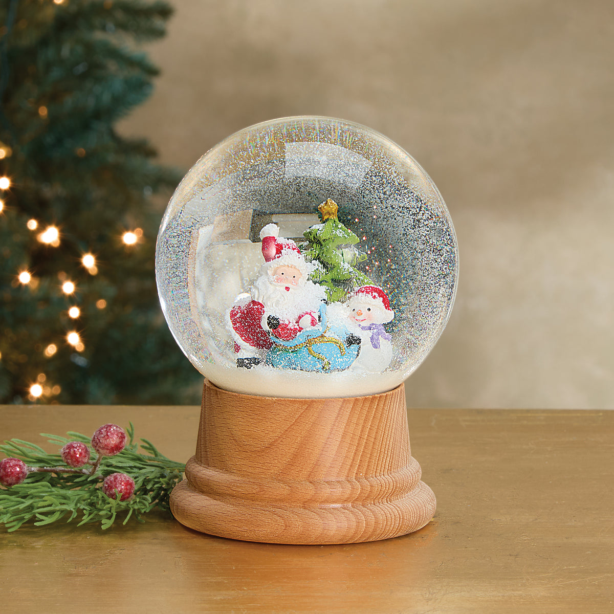 Santa & Snowman Friend Snow Globe