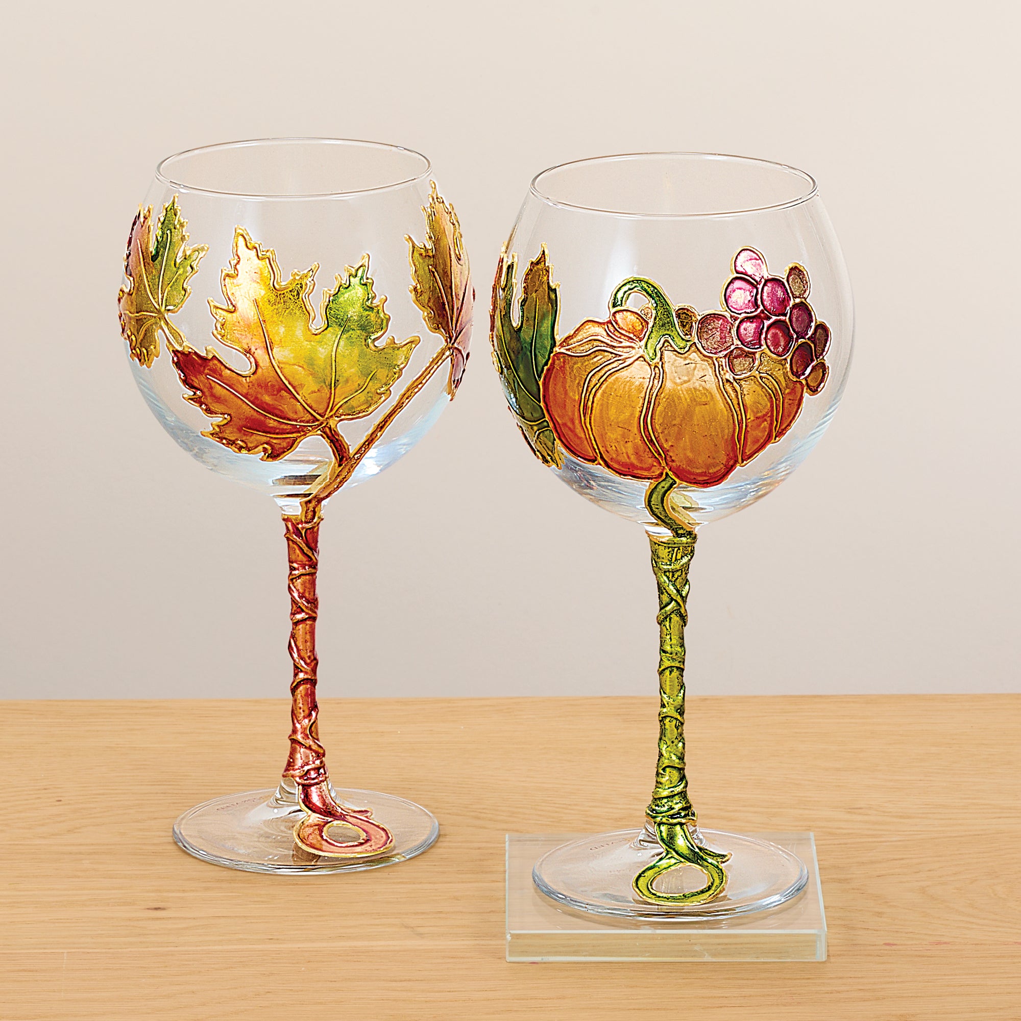Hand-Gilded Red Maple Leaves Wine Glass (Preorder)