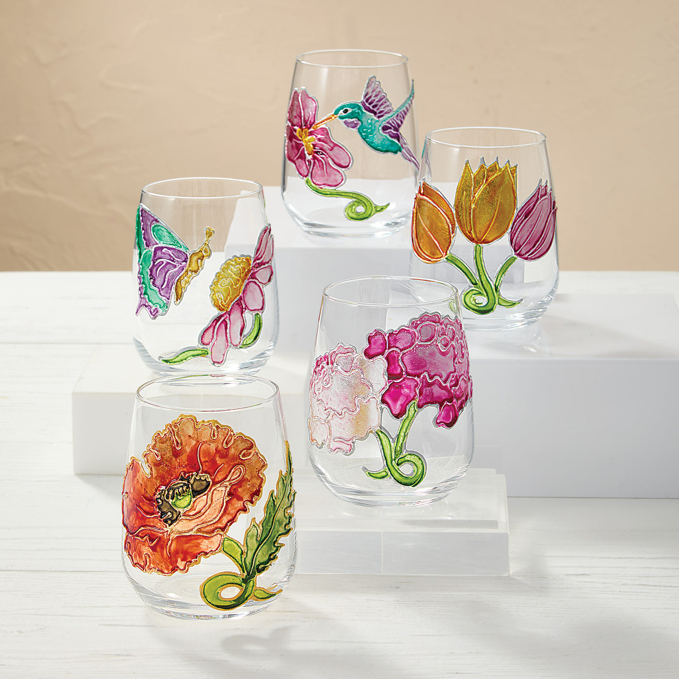 Hand-Gilded Tulip Stemless Glass
