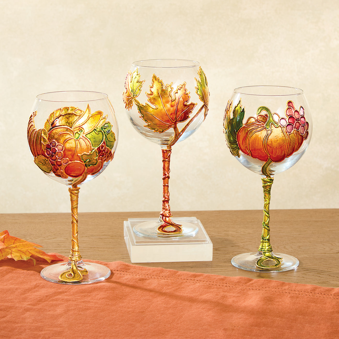 Hand-Gilded Cornucopia Wine Glass